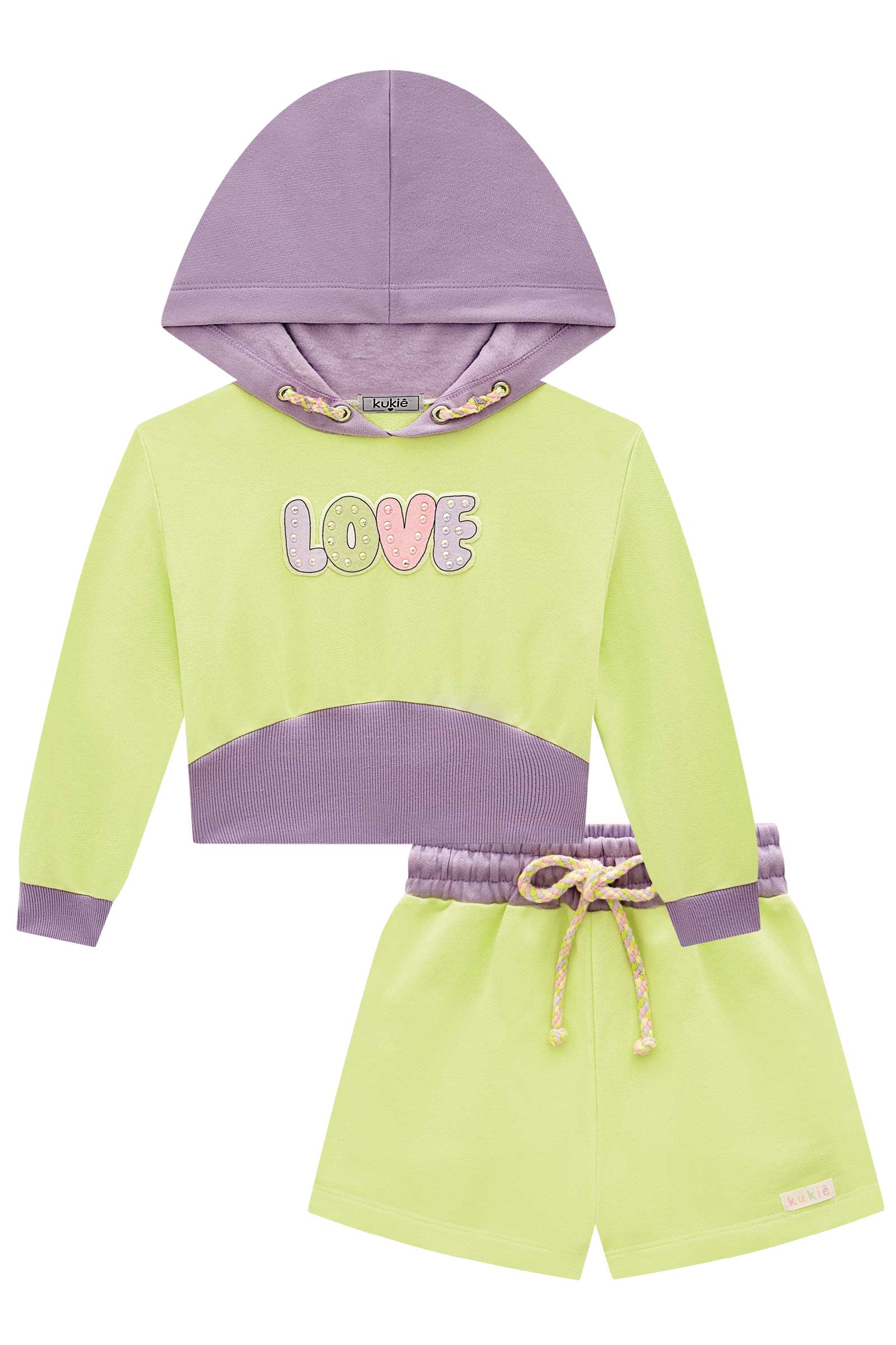 Conjunto Infantil Kukie Inverno Shorts e Blusão Boxy Love