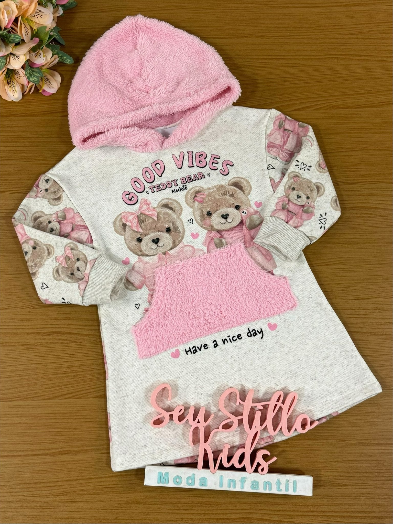Vestido Infantil Kukie Inverno Ursinhos