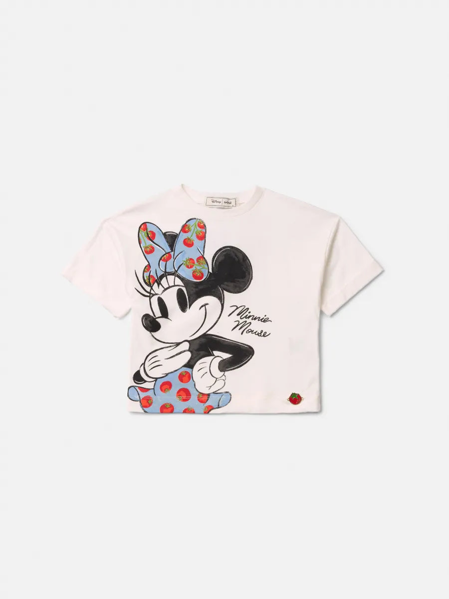 Blusa Infantil Menina Animê Branca Minnie Tomatinho Disney