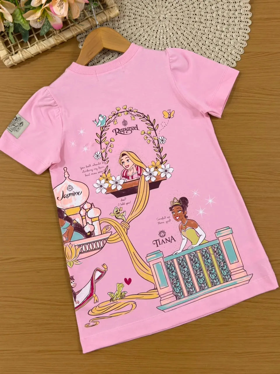 Vestido Infantil Animê Rosa Princesas Disney