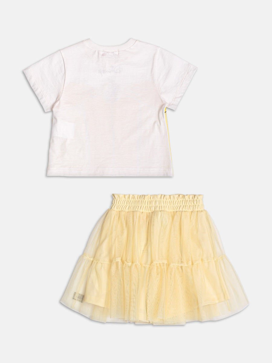 Conjunto Infantil Momi Verão com Saia e Blusa Amarela Bela