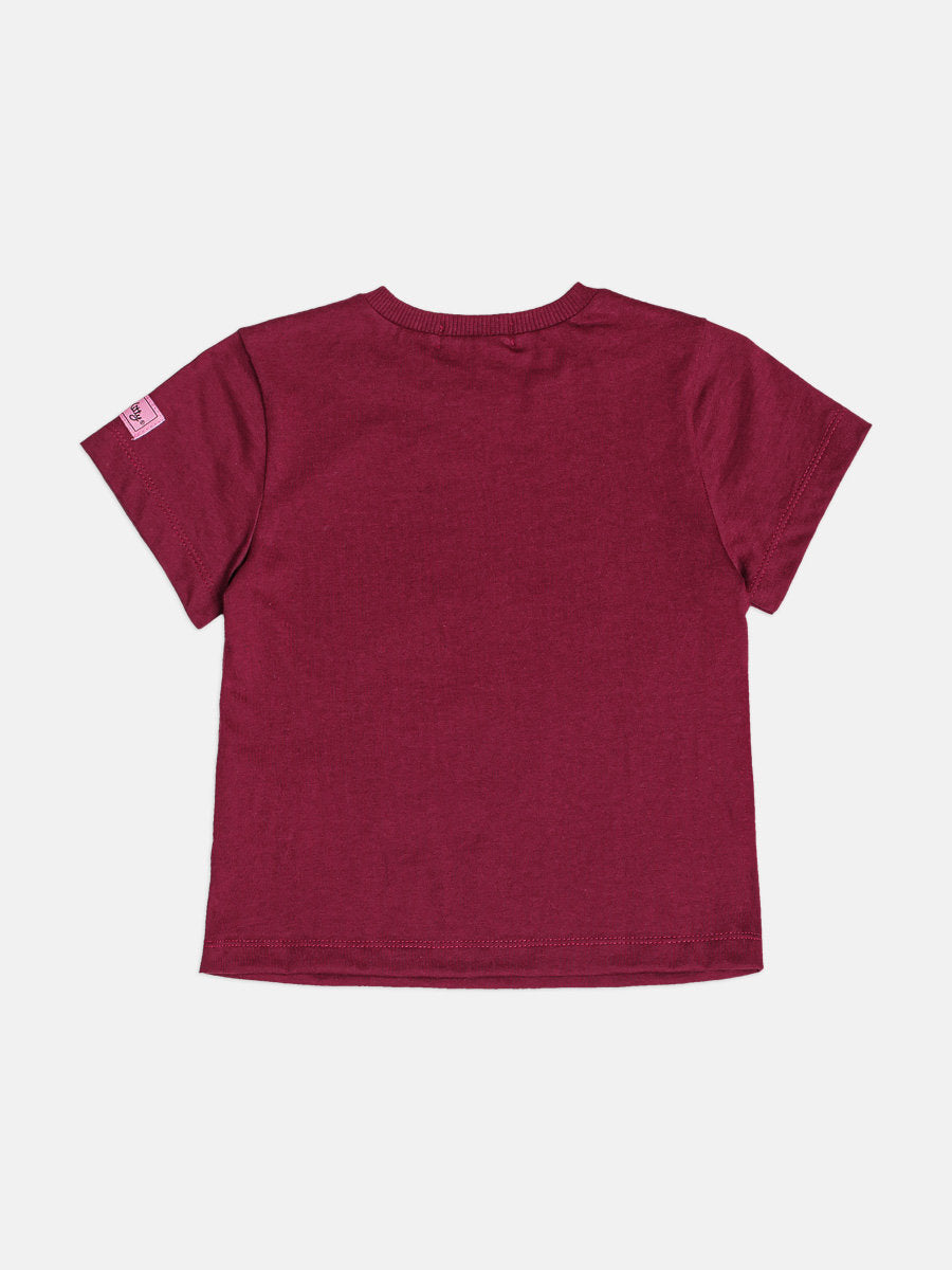 Blusa Infantil Momi Inverno Manga Curta Vinho Hello Kitty Figurinhas