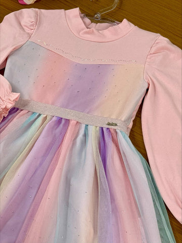 Vestido Infantil Kukie Inverno Colors com Tule