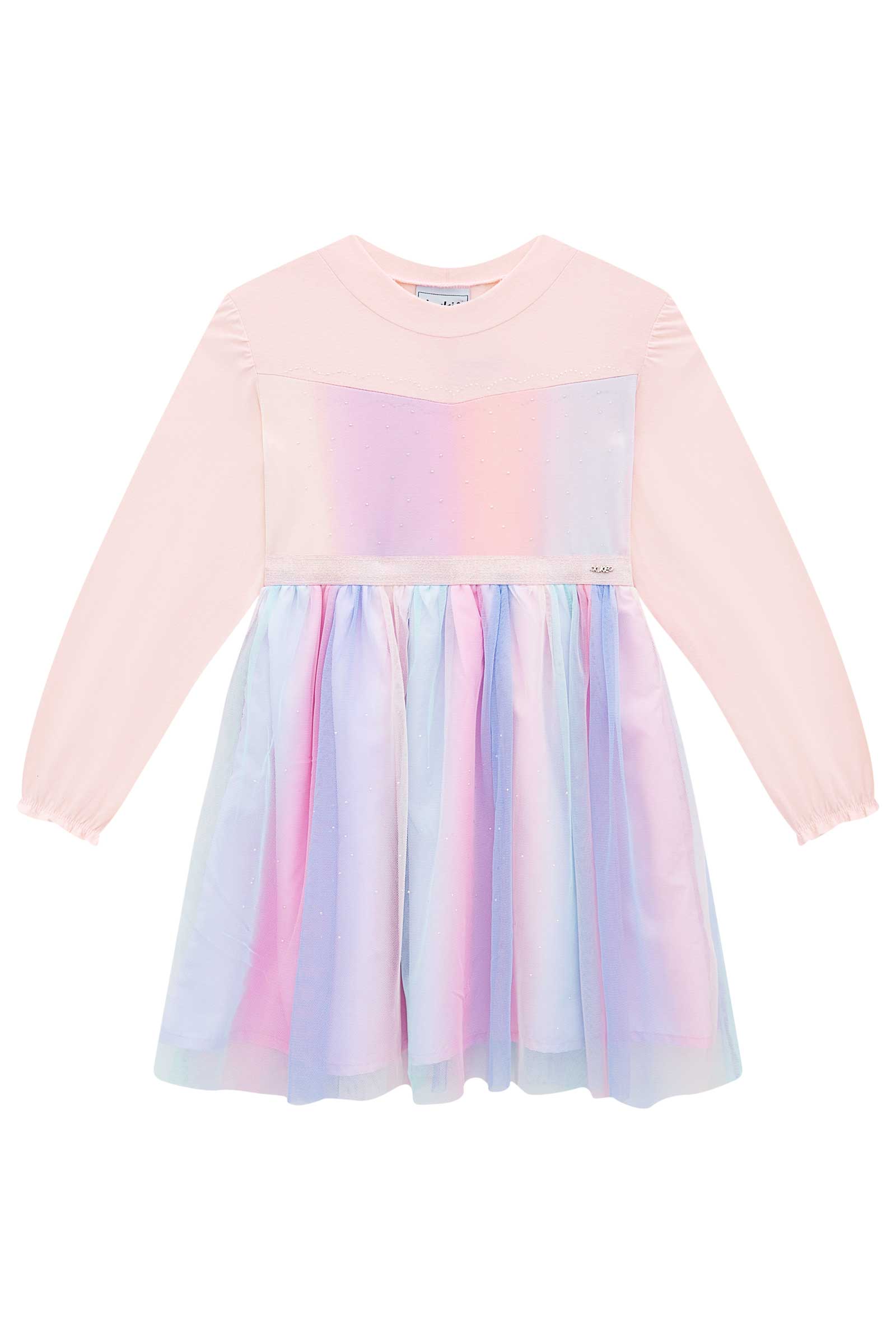 Vestido Infantil Kukie Inverno Colors com Tule