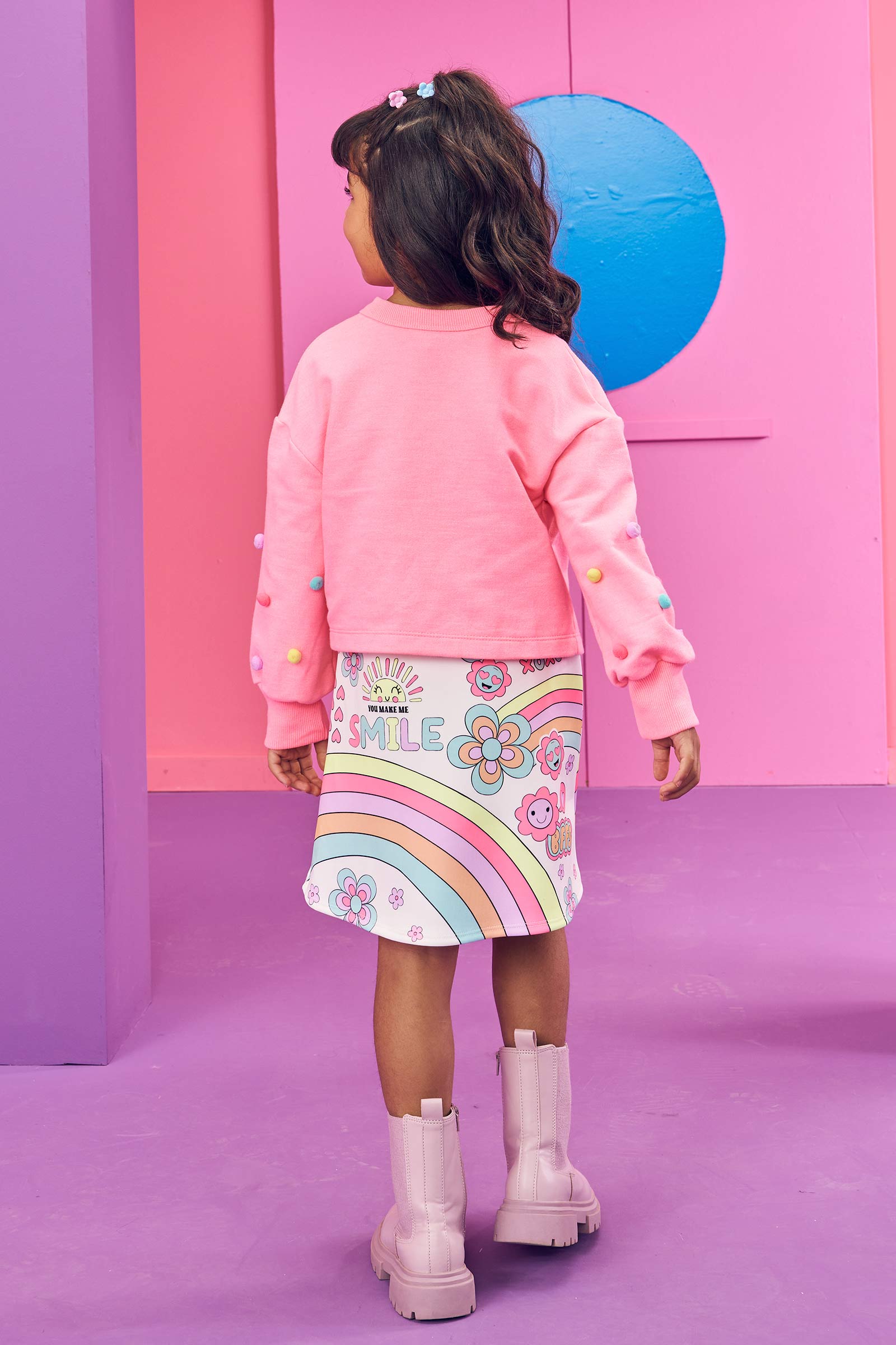 Vestido Infantil Kukie Inverno Branco Panda com Casaco