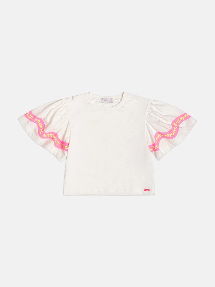 Blusa Infantil Menina Momi Branca Ondas Neon
