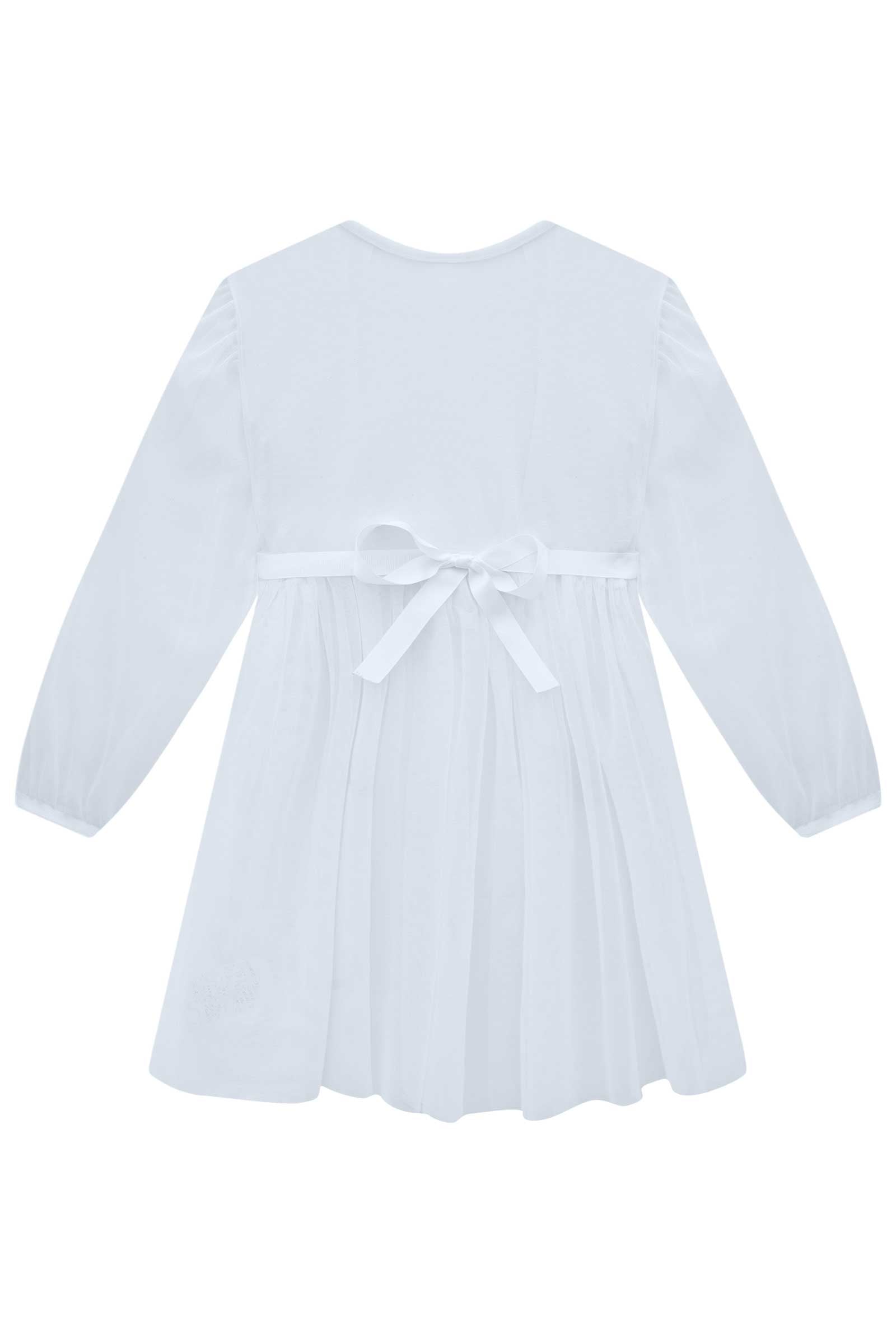 Vestido Infantil Kukie Inverno Coração com Sobreposição em Tule