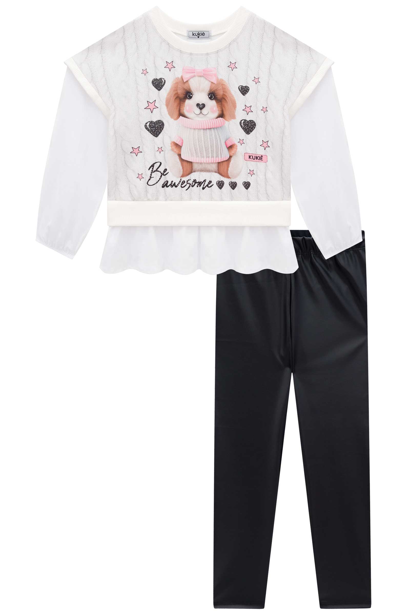 Conjunto Infantil Kukie Inverno Calça e Blusa Cachorrinha