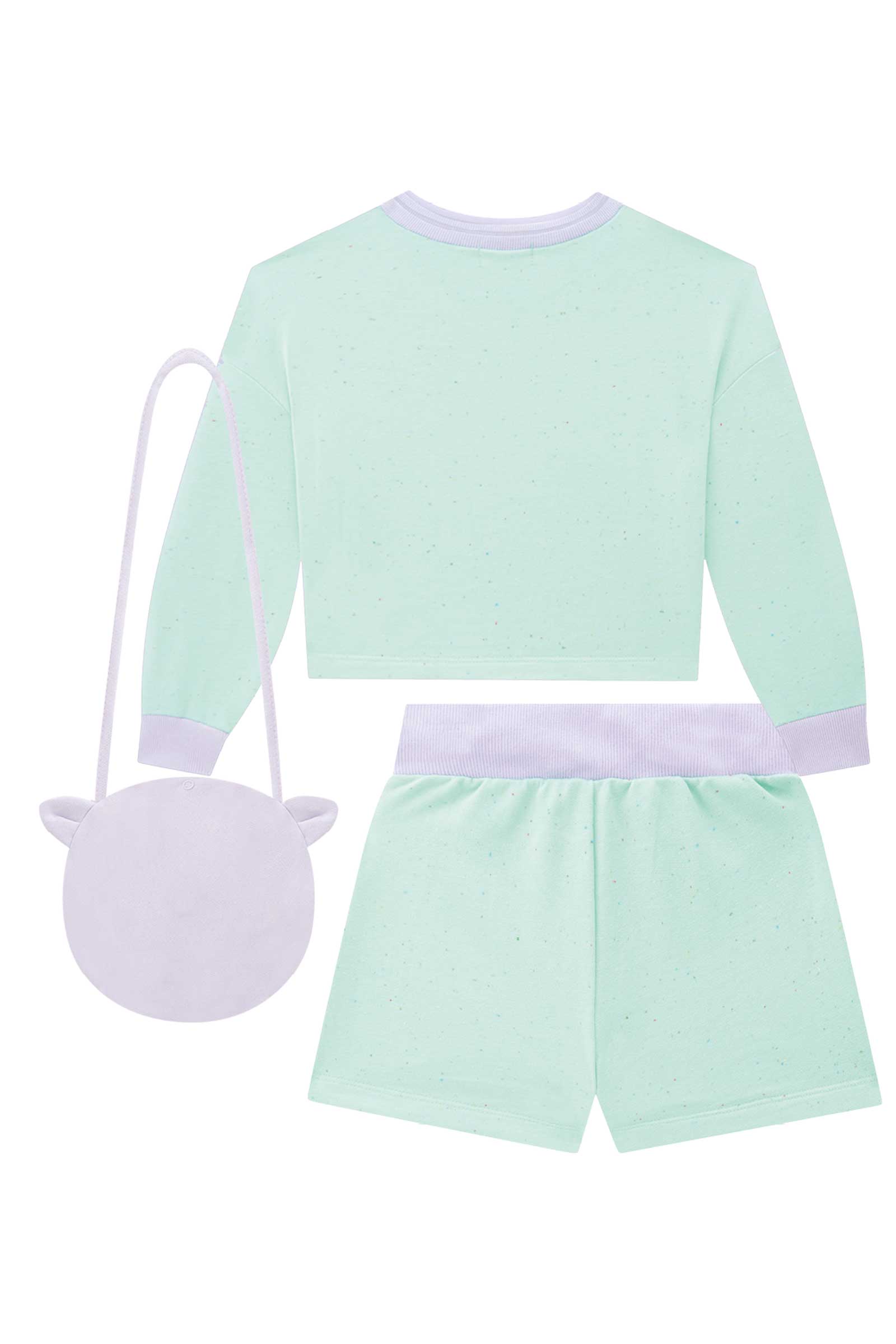 Conjunto Infantil Kukie Inverno Shorts e Moletom Sem Pelúcia Azul Bichinhos Cozinheiros