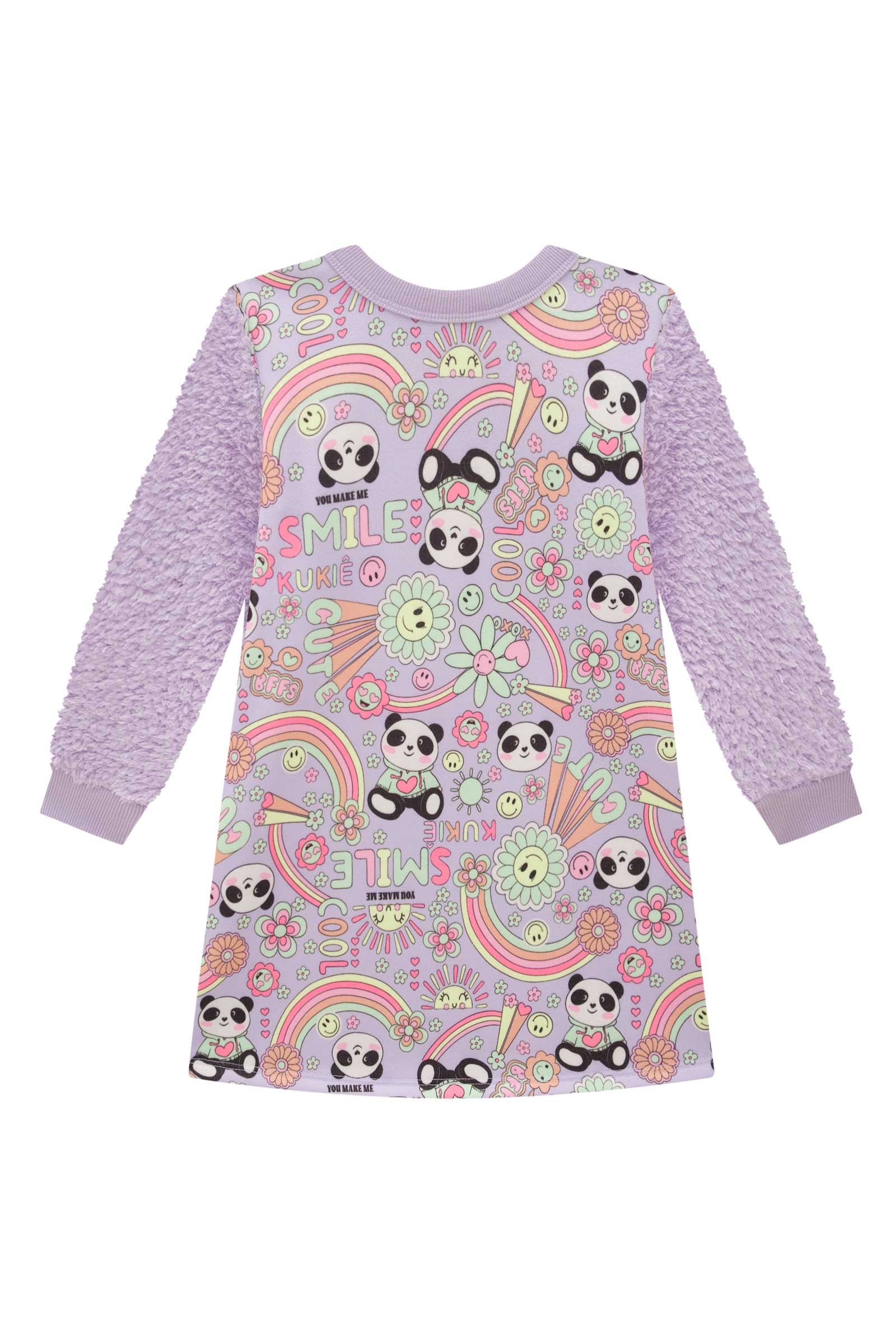 Vestido Infantil Kukie Inverno Lilás Panda