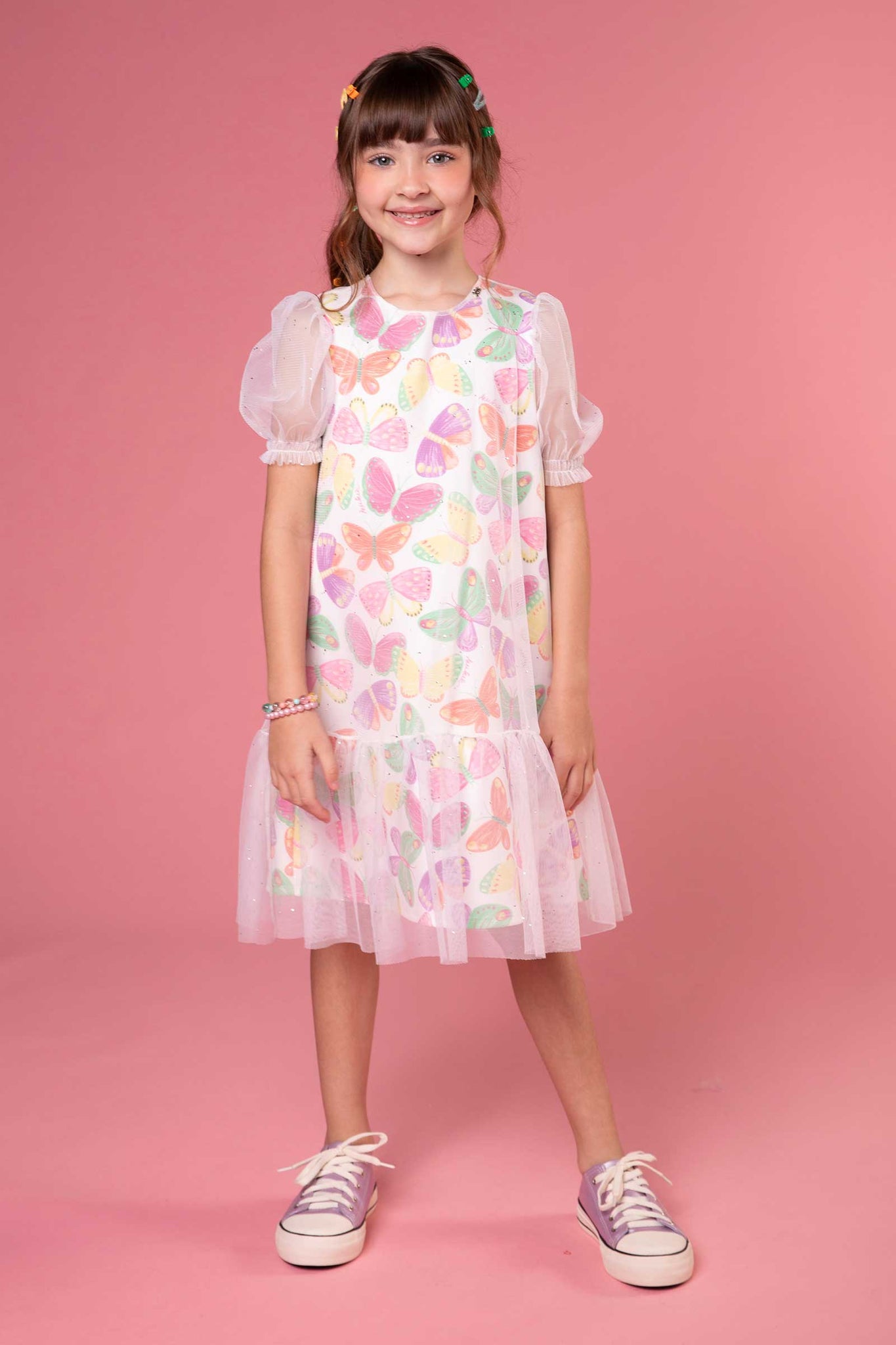 Vestido Infantil Kukie Tropical Borboletas