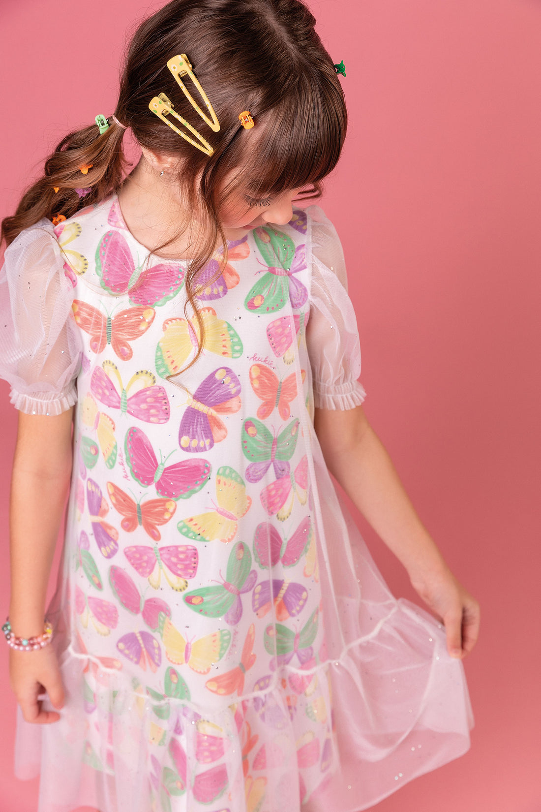 Vestido Infantil Kukie Tropical Borboletas
