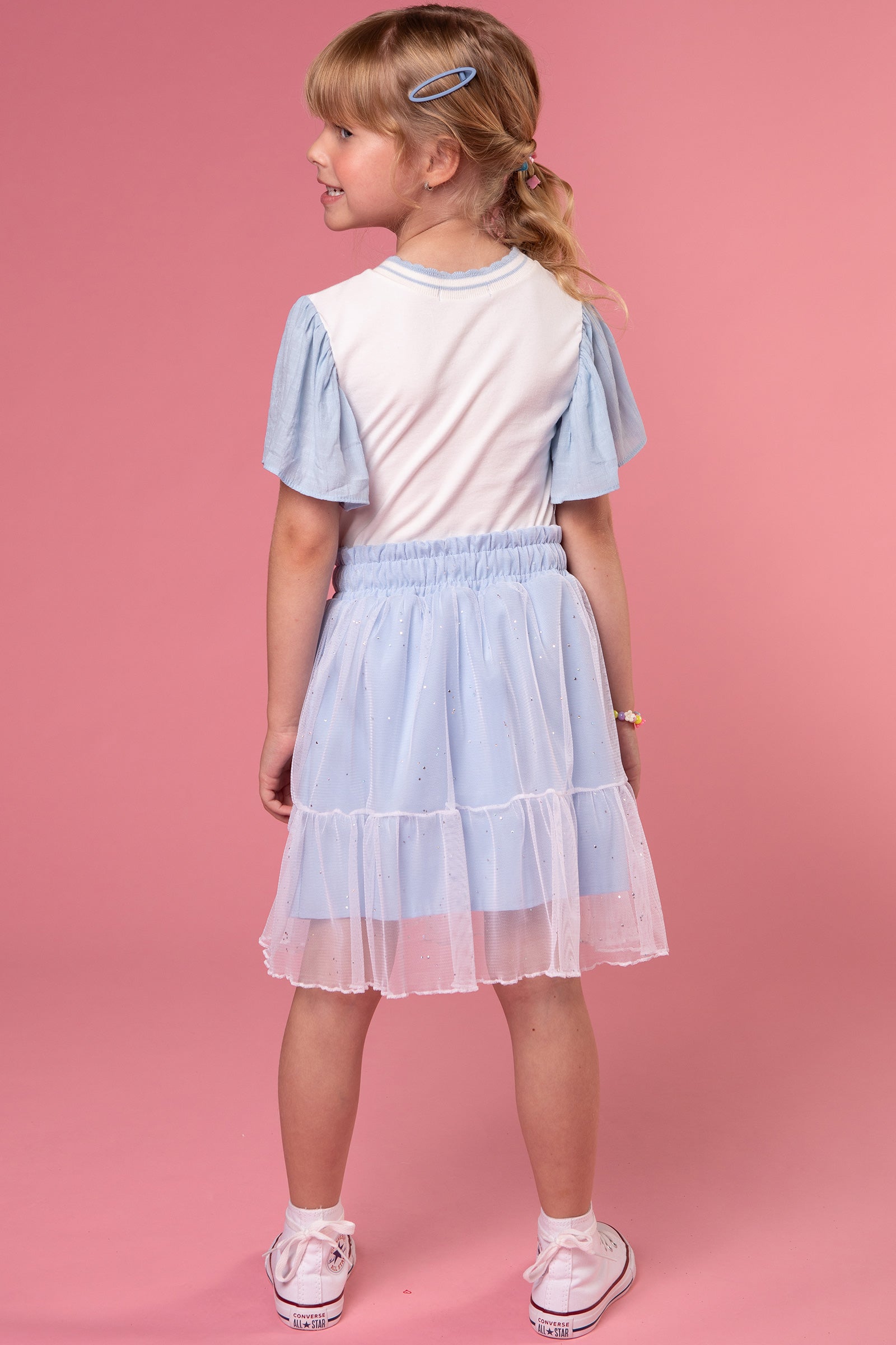 Conjunto Infantil Kukie Inverno Tropical Saia Tule e Blusa Curta Sereia Azul