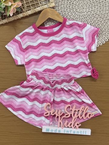 Conjunto Infantil Cinti Verão com Shorts e Blusa Tricô 3D