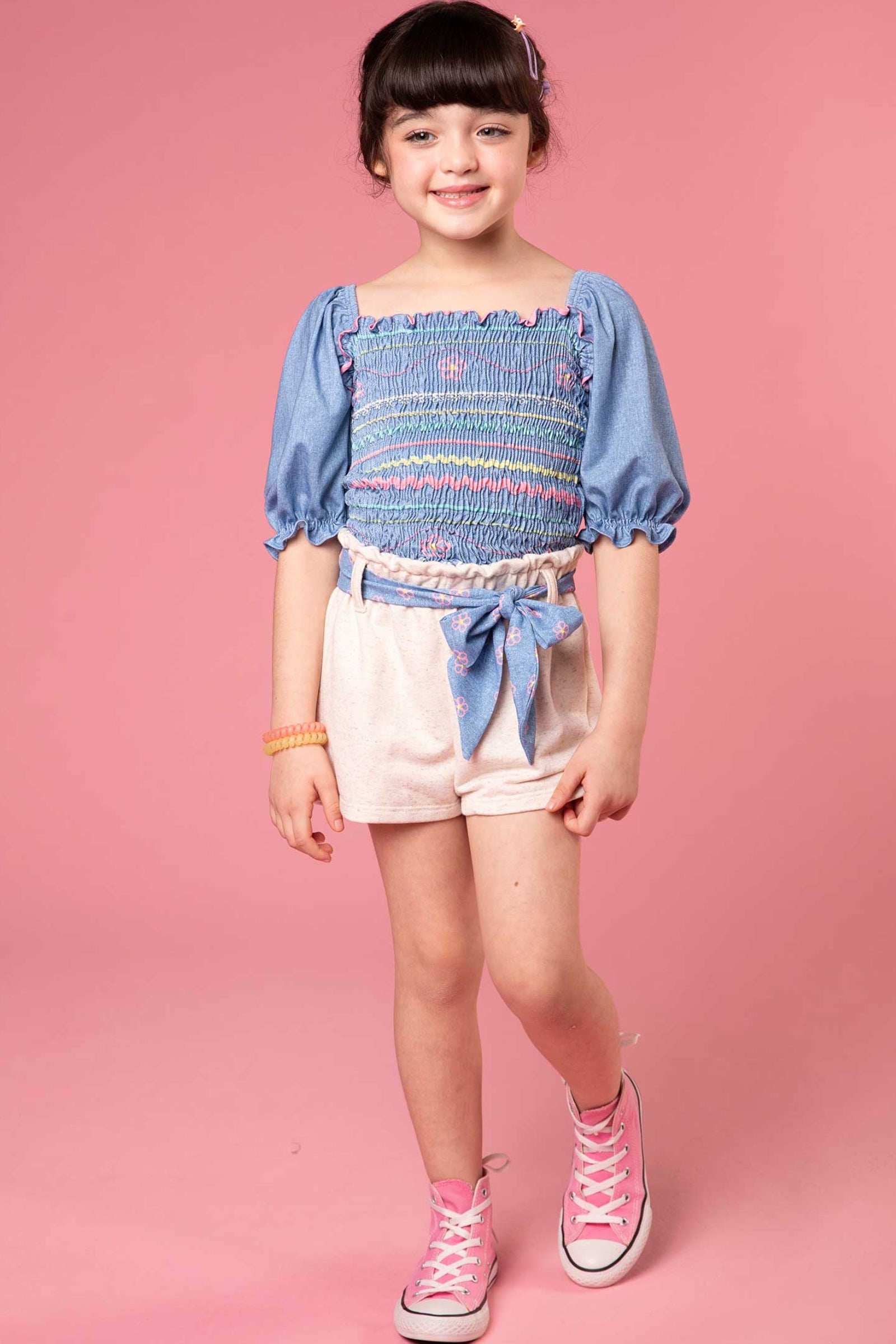 Conjunto Infantil Kukie Tropical Shorts e Blusa Azul