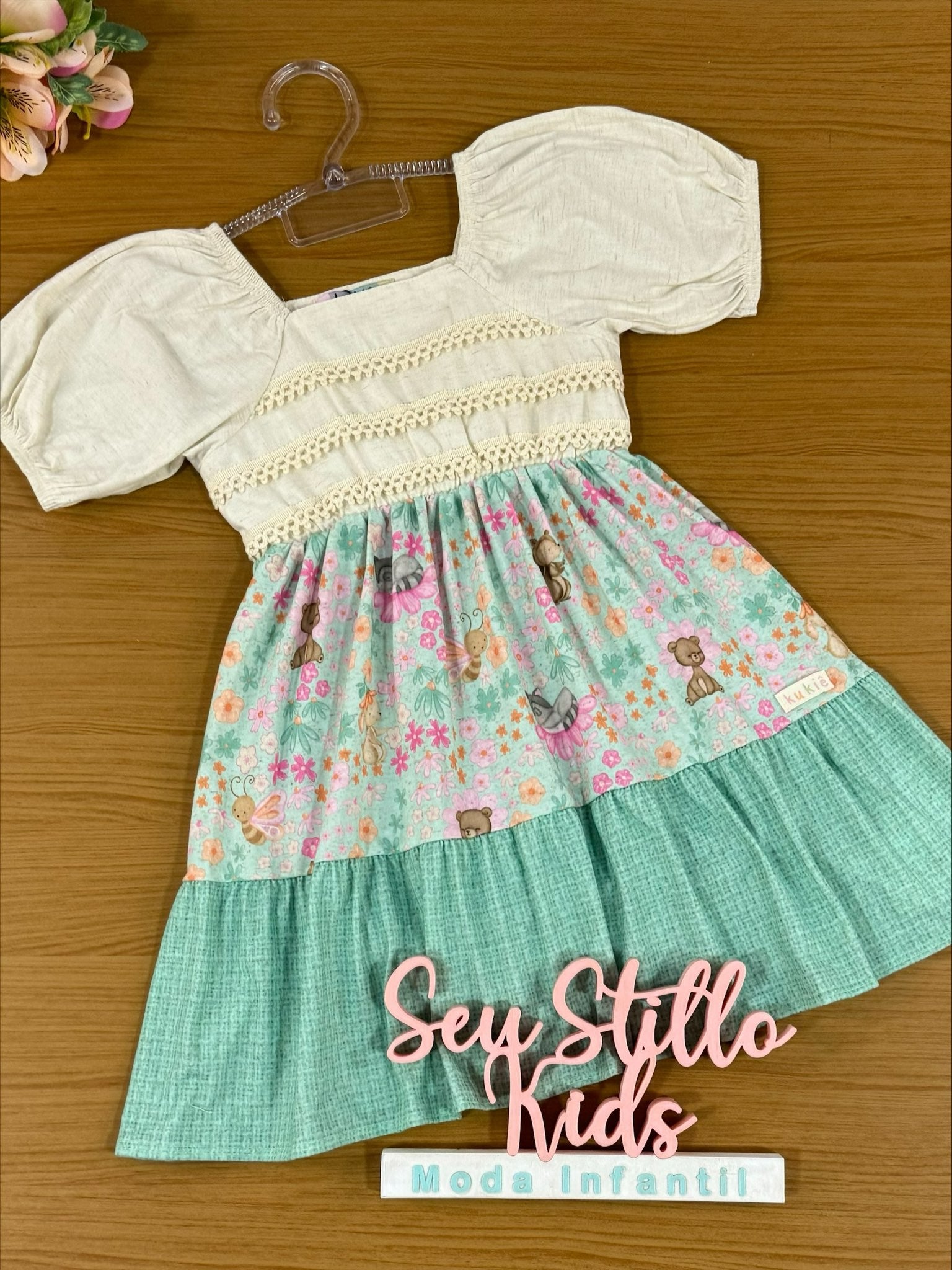 Vestido Infantil Kukie Tropical Animais