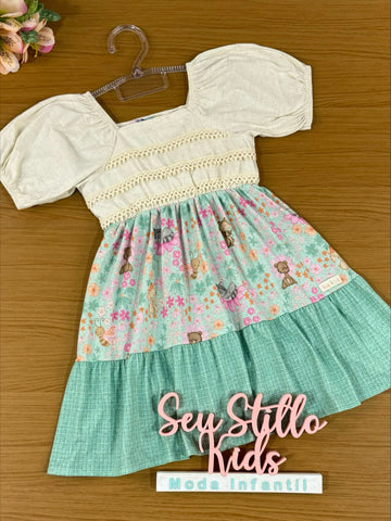 Vestido Infantil Kukie Tropical Animais