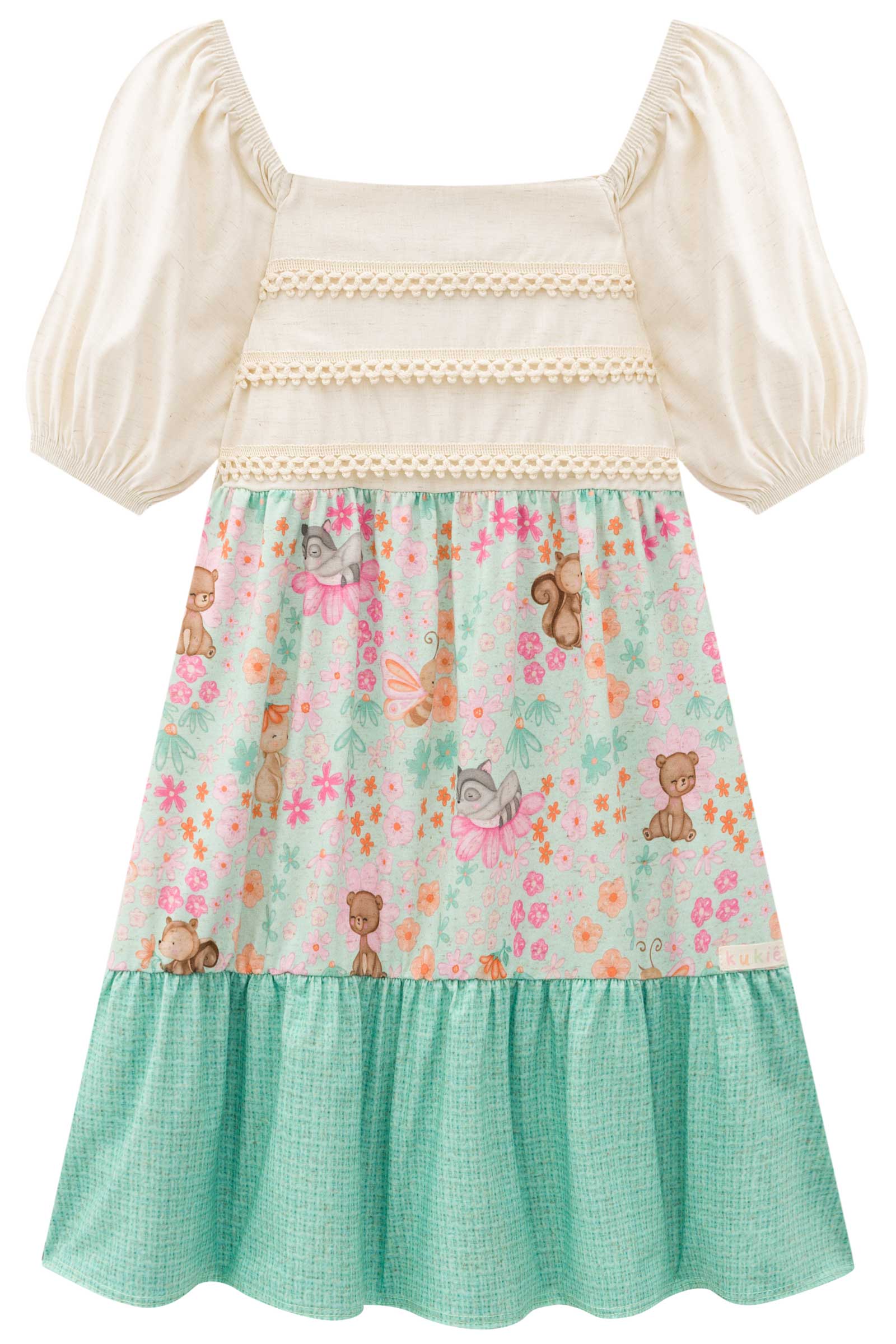 Vestido Infantil Kukie Tropical Animais