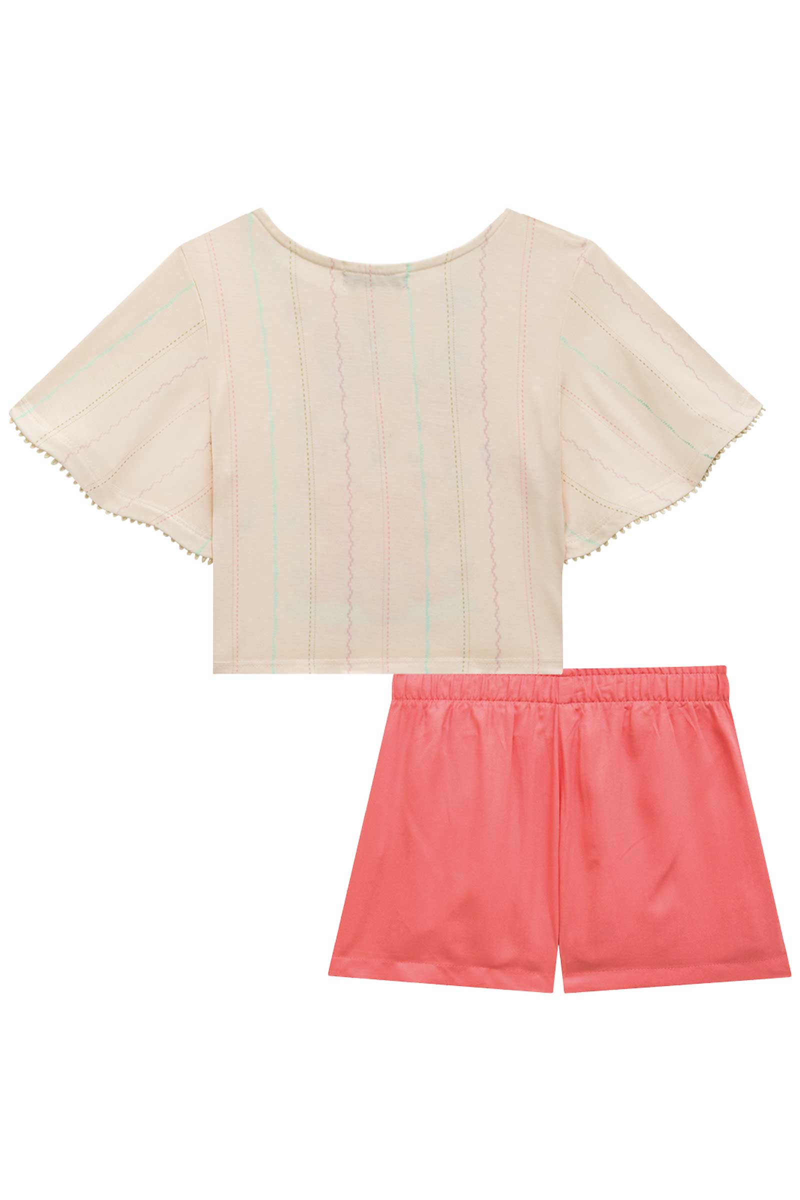 Conjunto Infantil Kukie Tropical Shorts Saia e Blusa Cervo Fofa
