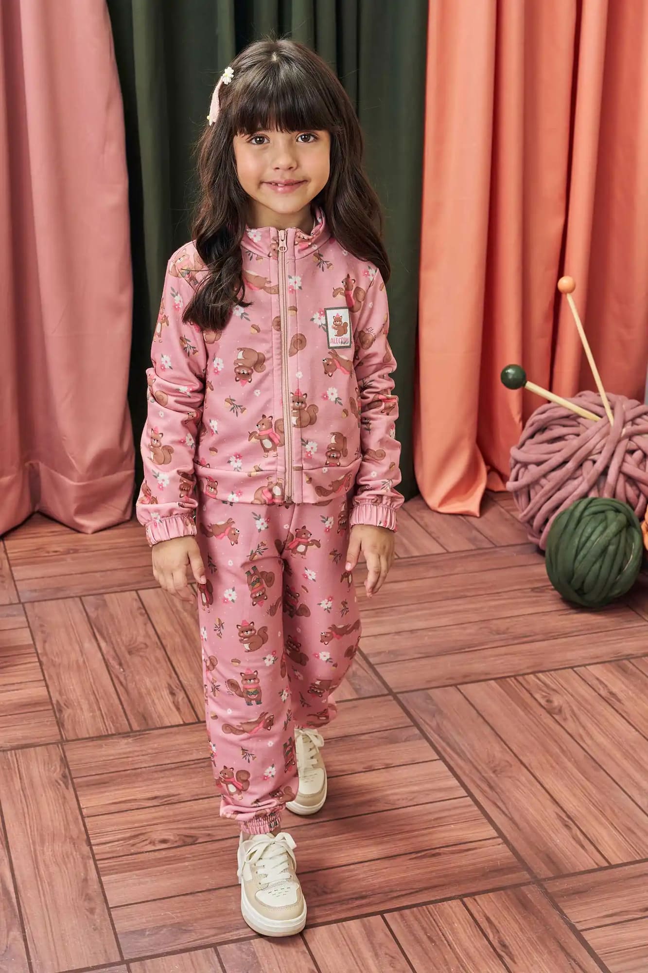 Conjunto Infantil Kukiê Alecrim Inverno com Calça  e Jaqueta Boxy Esquilinhos