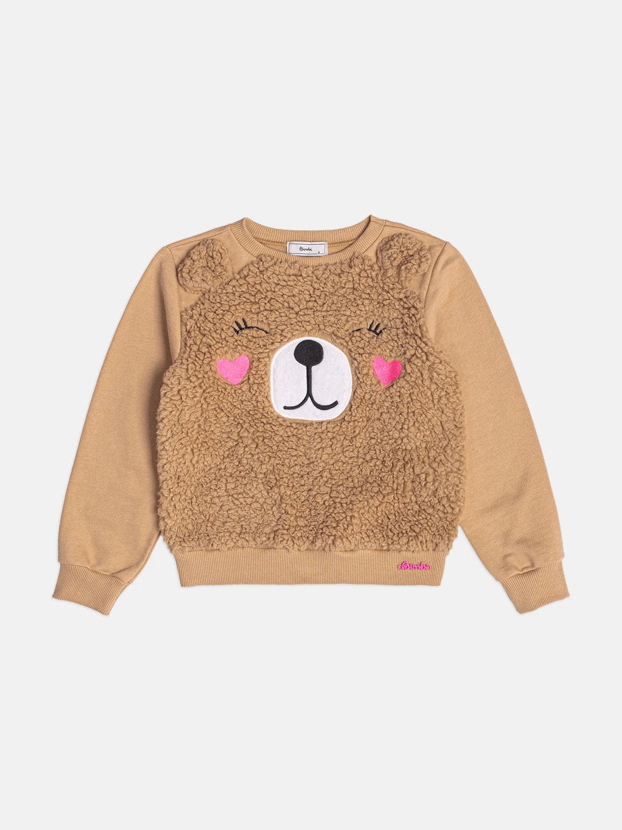 Moletom Infantil Bimbi Inverno sem Flanela Marrom Ursinho