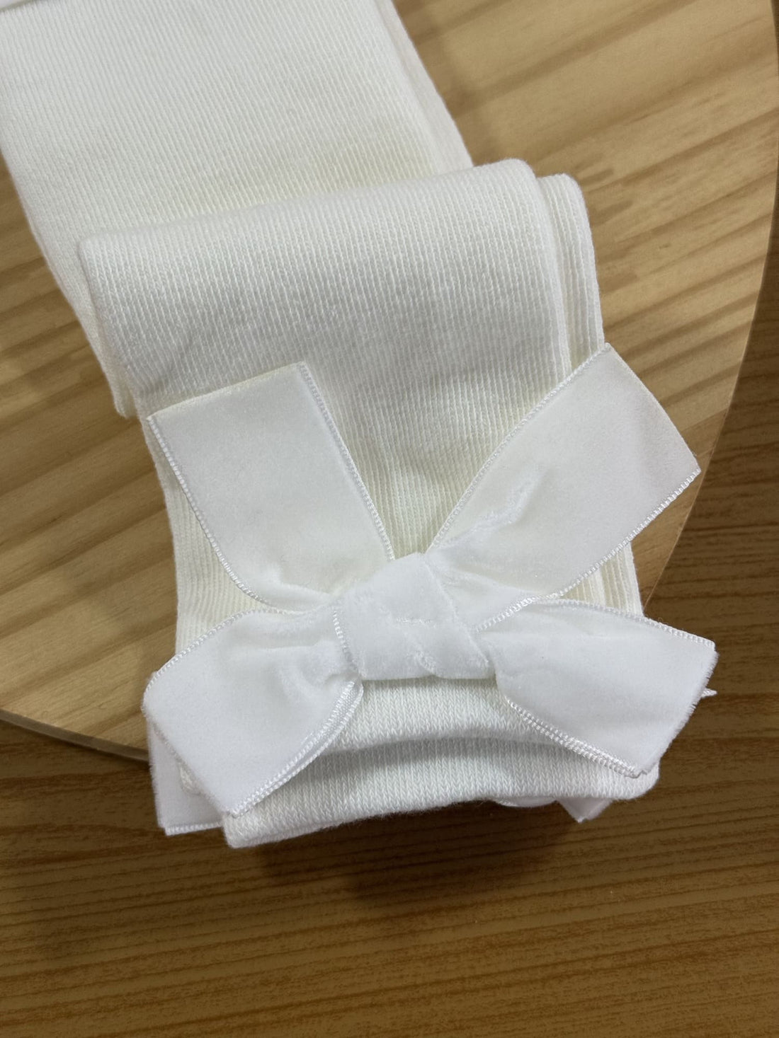 Meia Infantil 3/4 Kukie Inverno Off White Laço