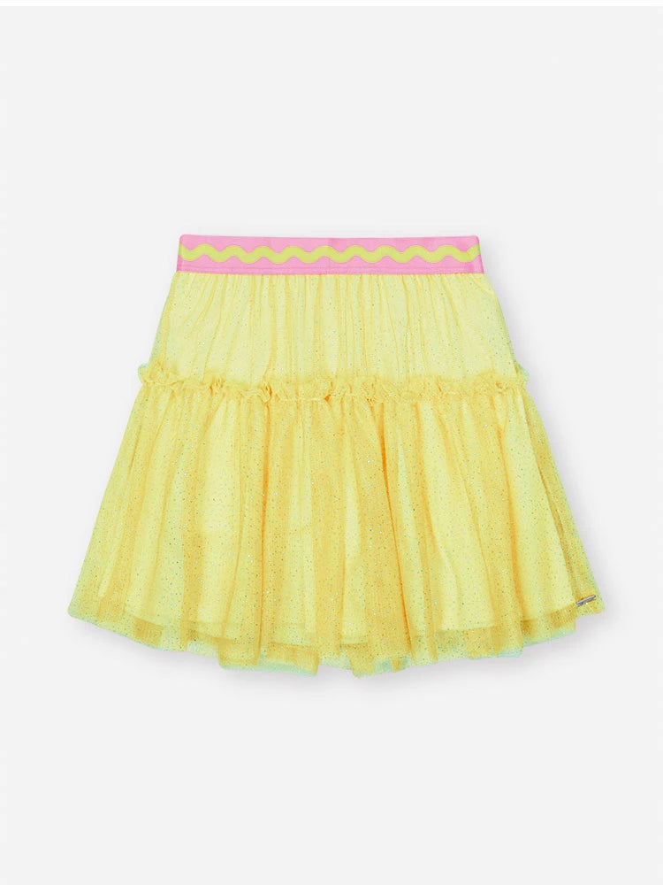 Conjunto Infantil Cinti Verão com Saia Verde em Tule e Regata Coração
