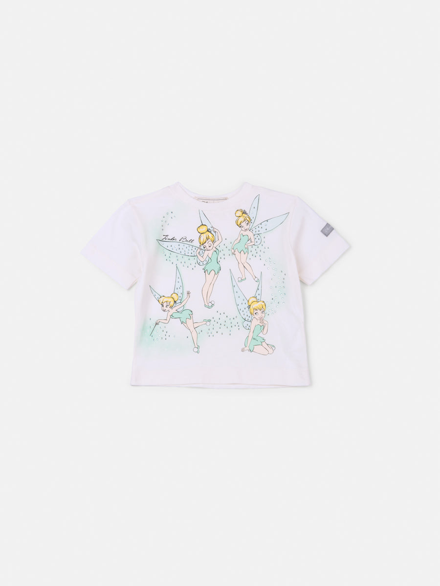 Blusa Infantil Animê Inverno Branca Tinkerbell com Strass Disney
