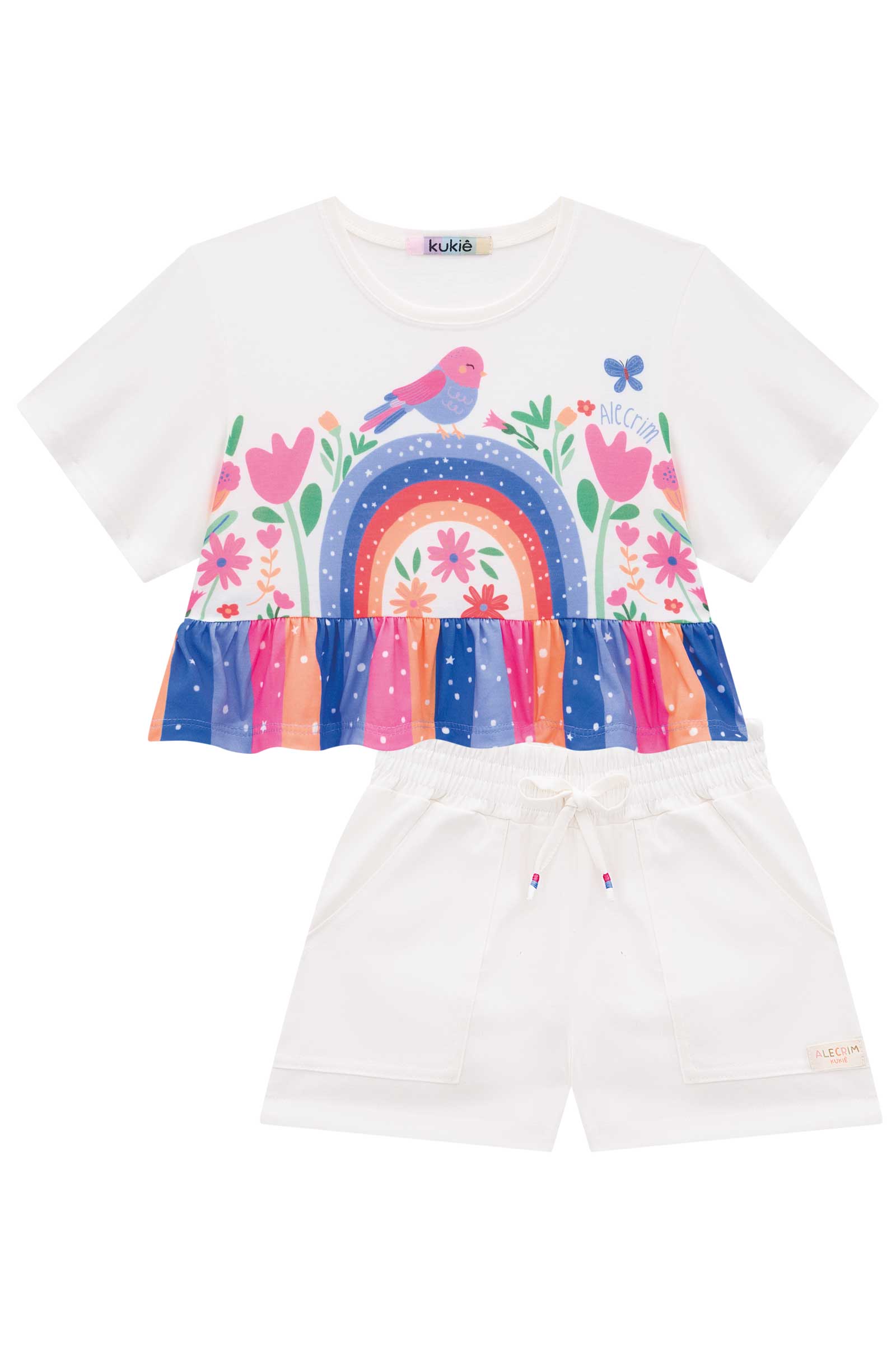 Conjunto Infantil Kukie Alecrim Inverno Shorts Branco