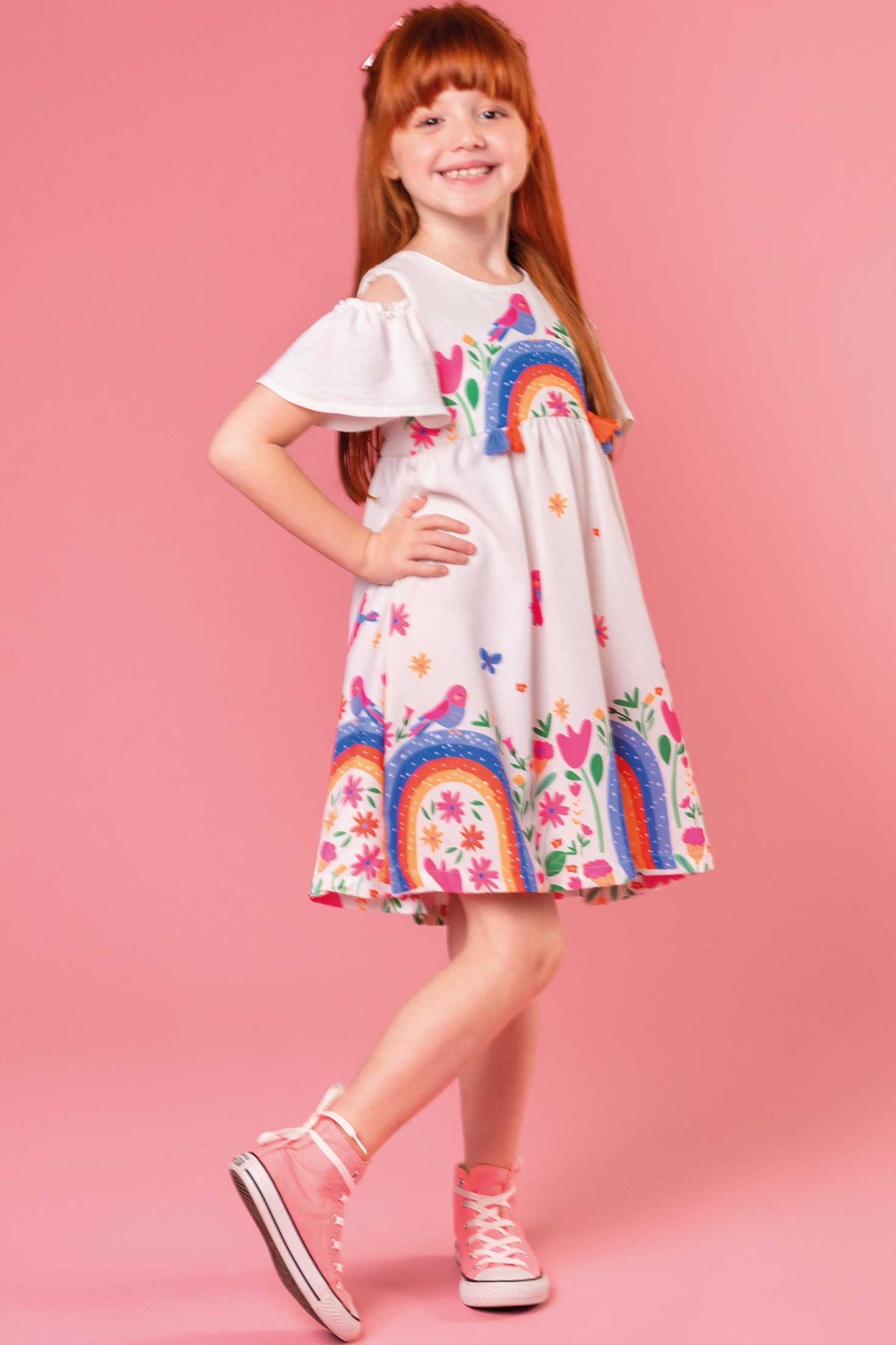 Vestido Infantil Kukie Alecrim Inverno Manga Curta Jardim