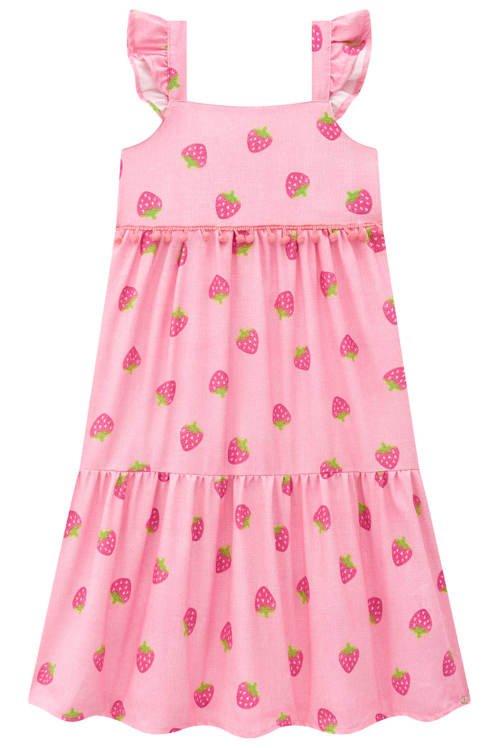 Vestido Infantil Kukie Tropical Rosa Moranguinho