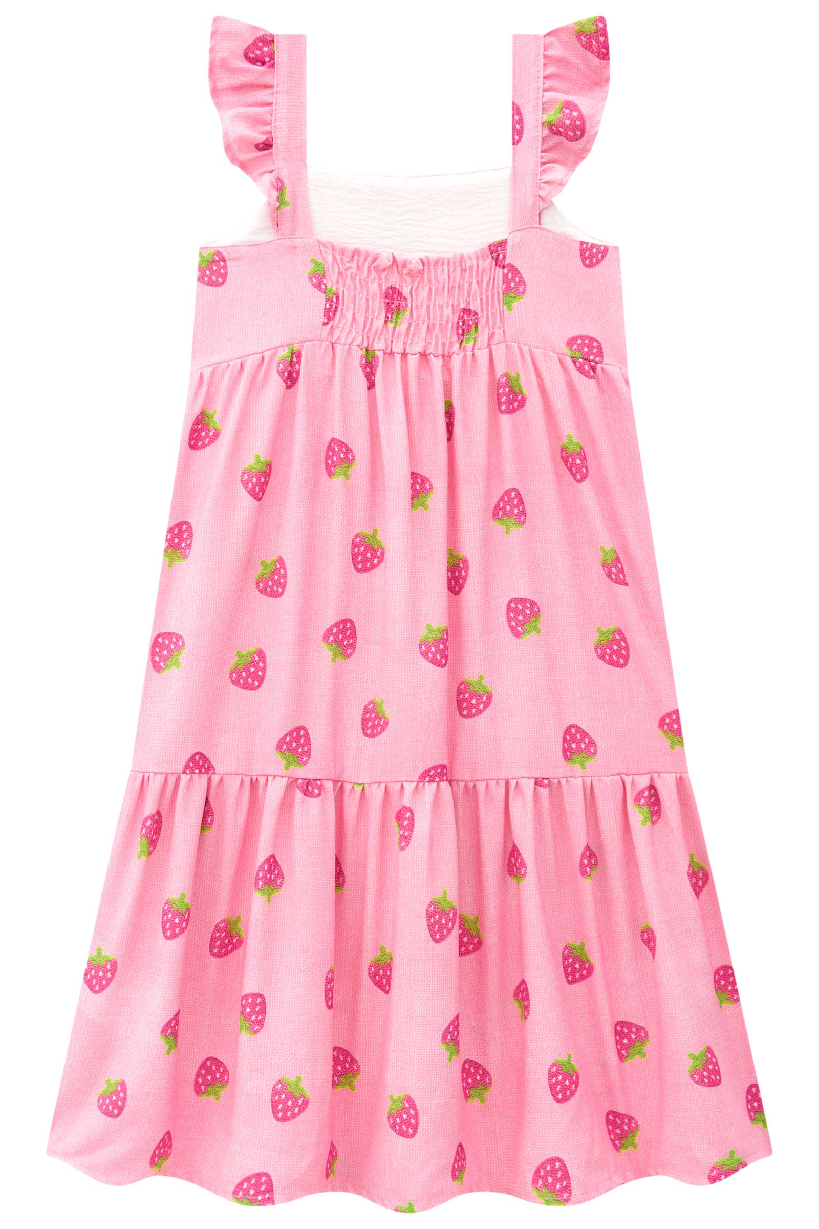 Vestido Infantil Kukie Tropical Rosa Moranguinho