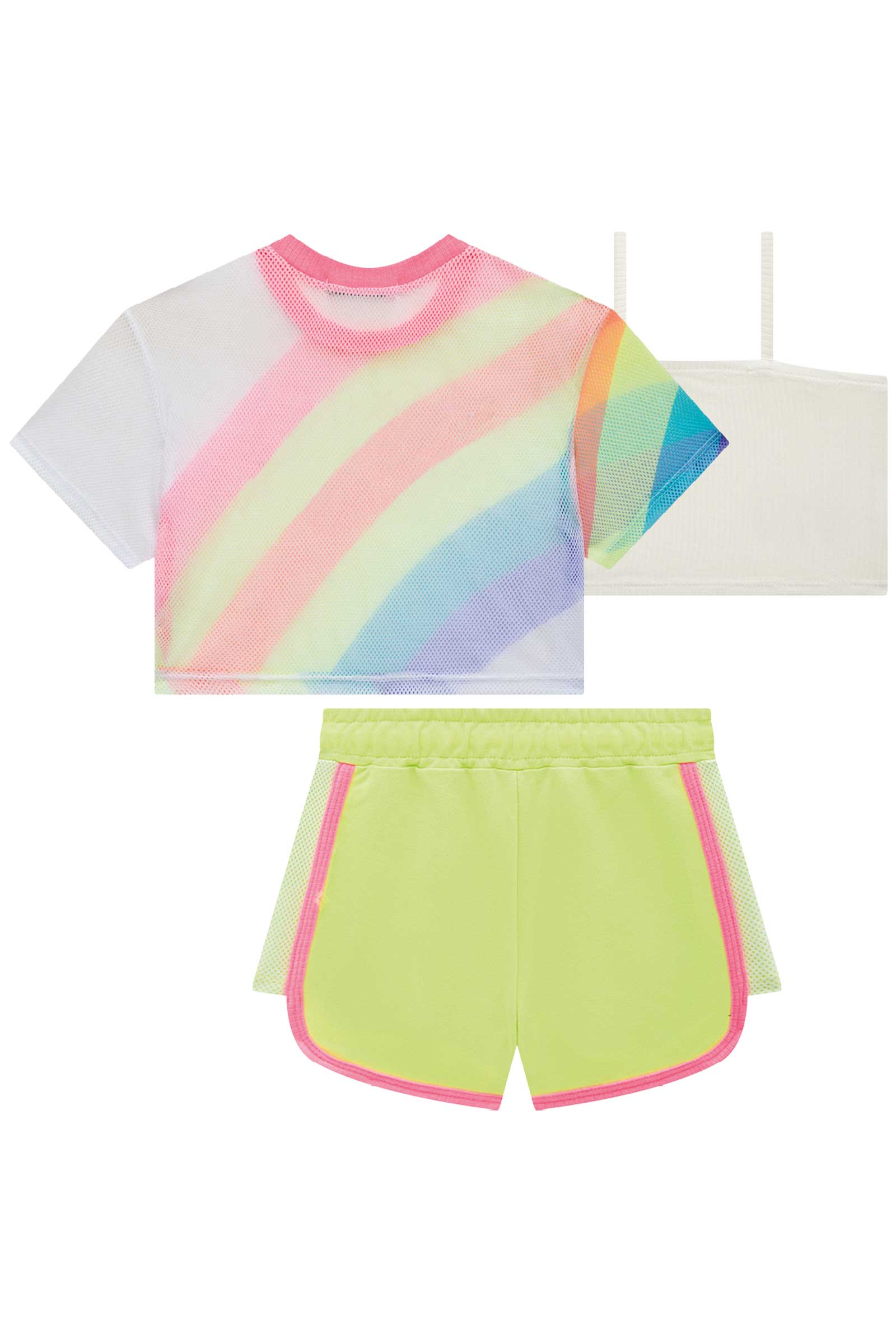 Conjunto Infantil Kukie Tropical Shorts, Top e Sobreposição Smile