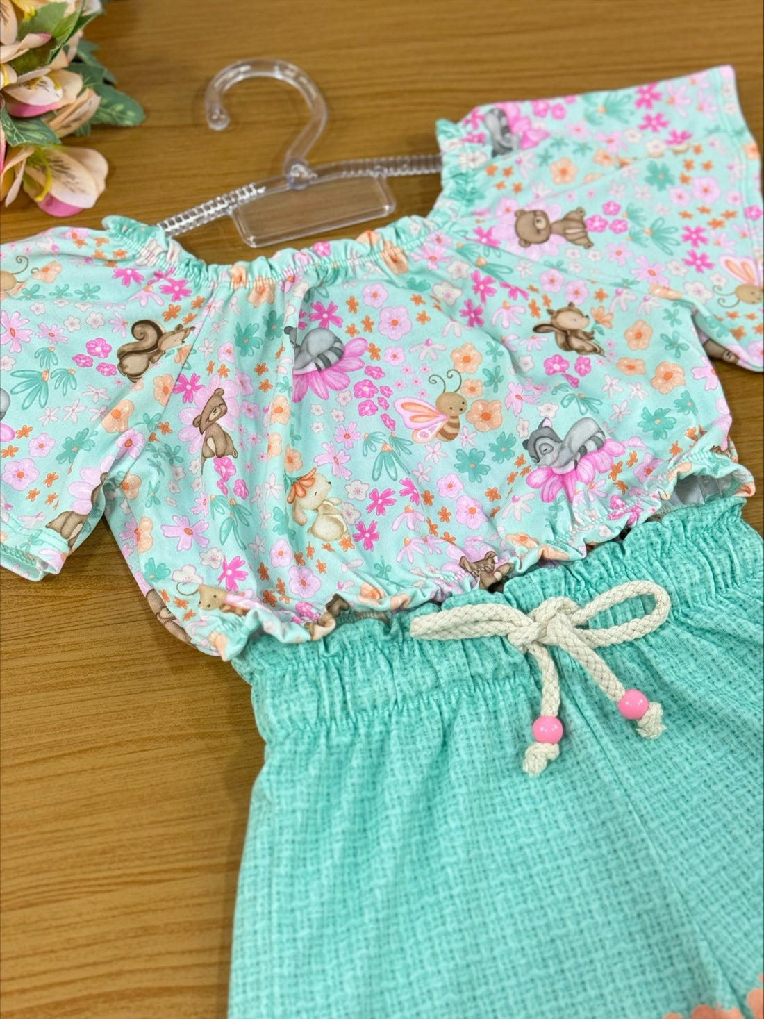 Conjunto Infantil Kukie Tropical Shorts e Blusa Animais Zoo