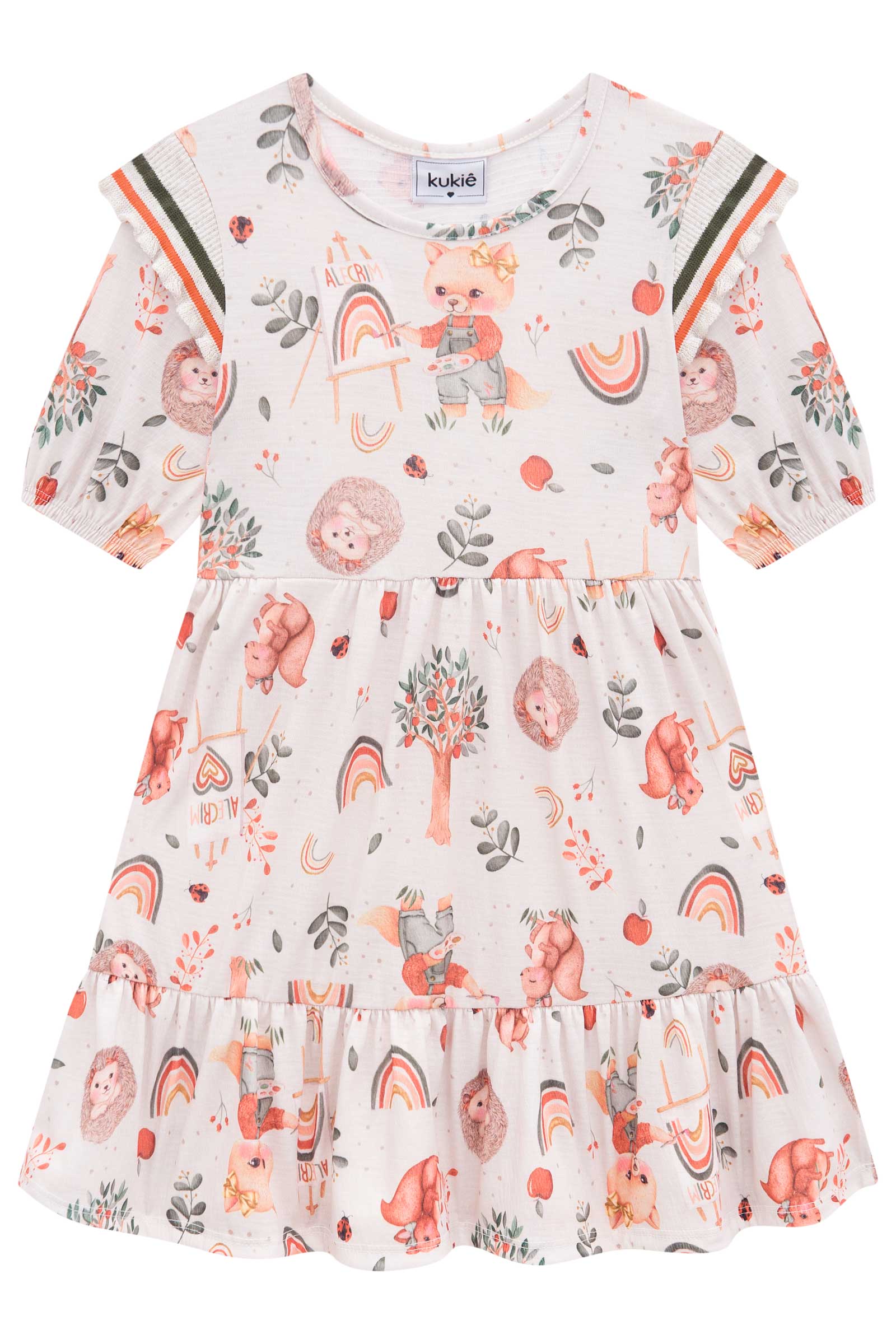 Vestido Infantil Kukie Tropical Animais Zoo