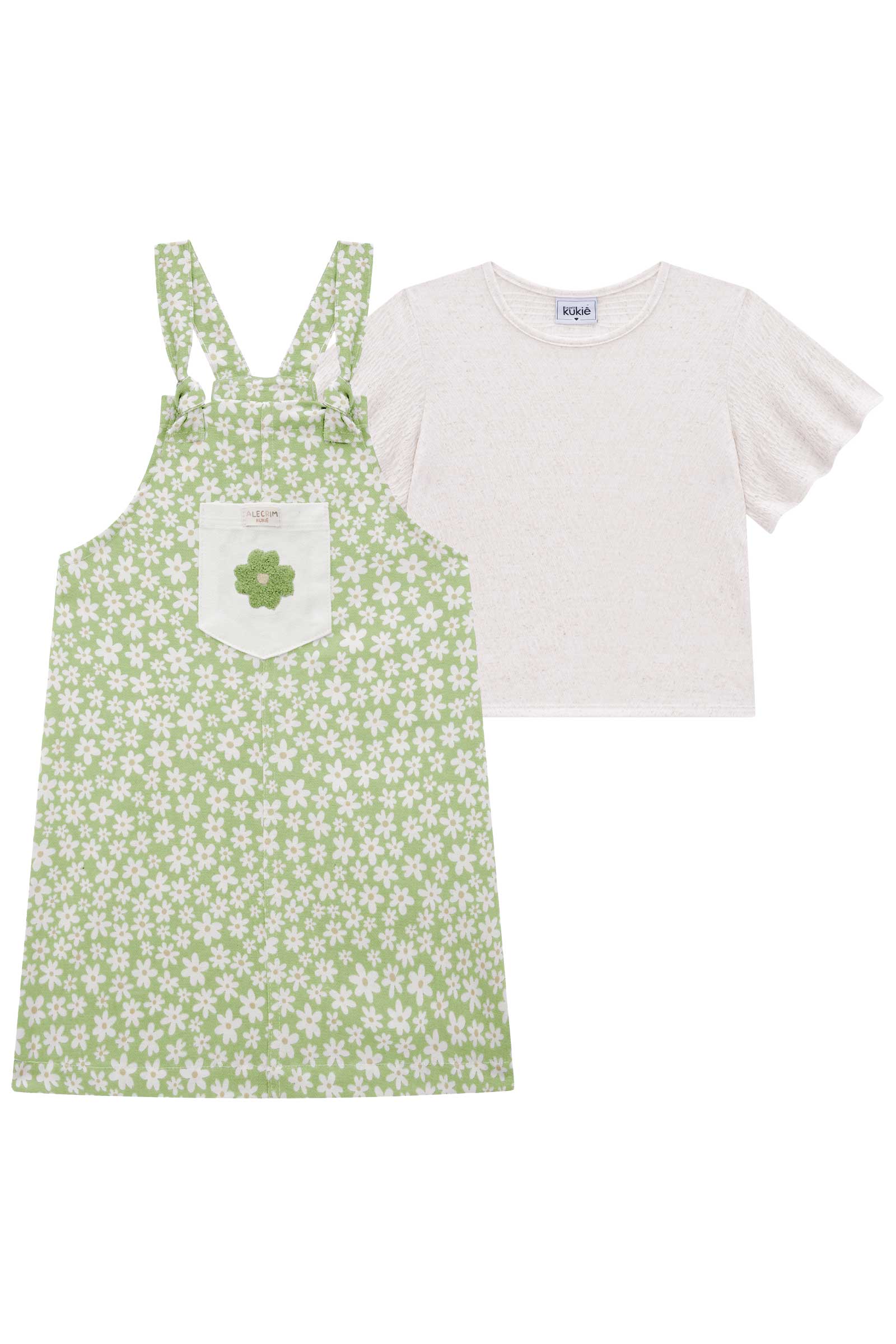 Salopete Infantil Kukie Tropical Verde Florzinha