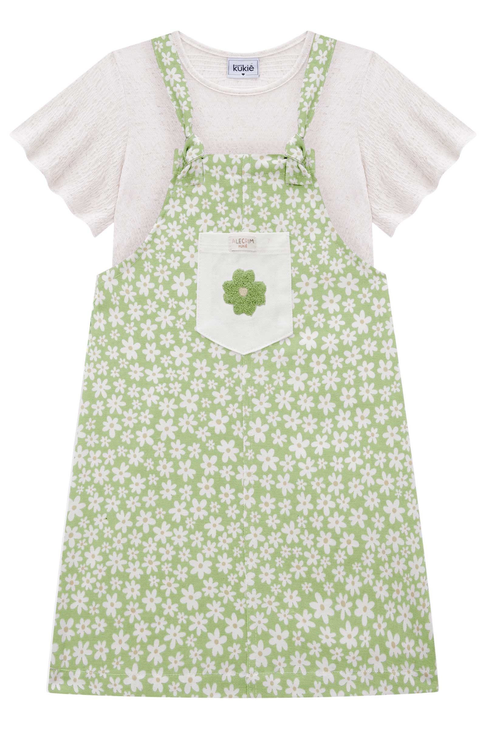 Salopete Infantil Kukie Tropical Verde Florzinha