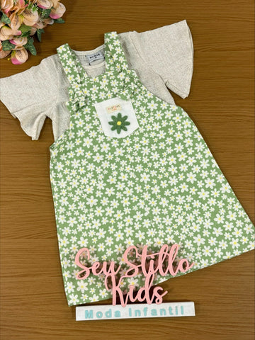 Salopete Infantil Kukie Tropical Verde Florzinha