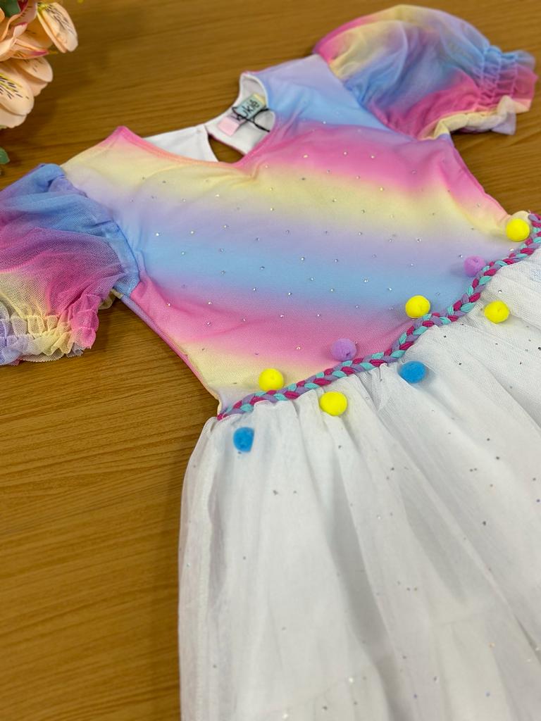 Vestido Infantil Kukie Verão True Color Tule