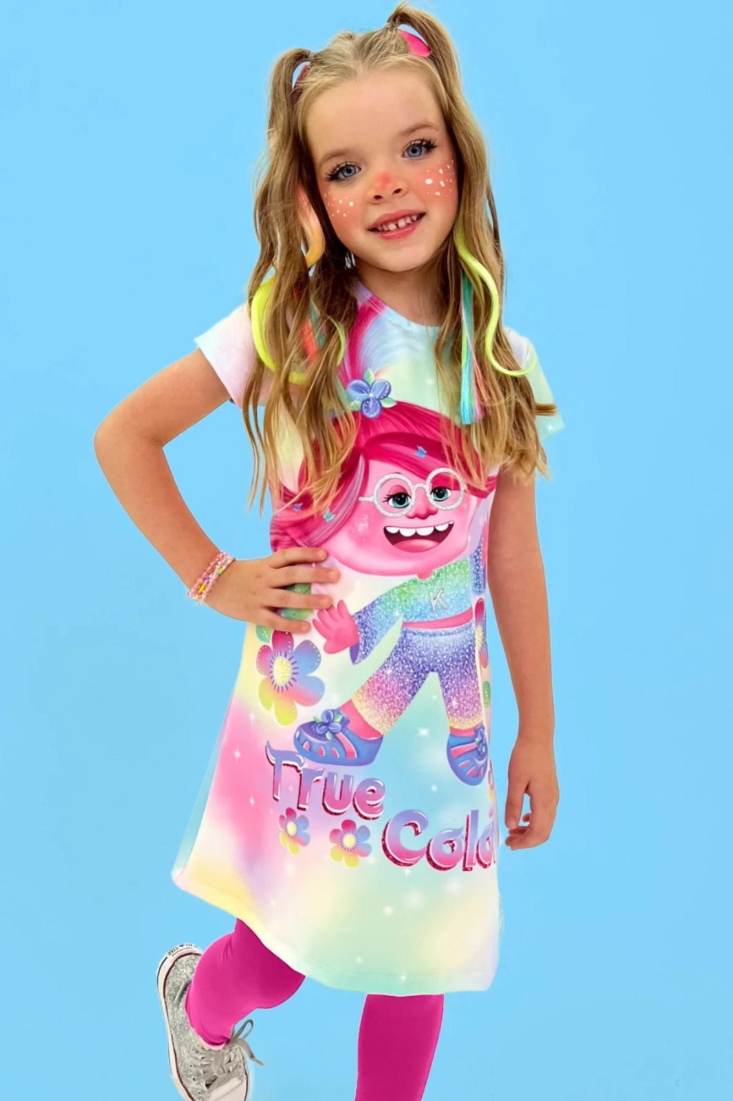 Vestido Infantil Kukie Verão True Color Trolls
