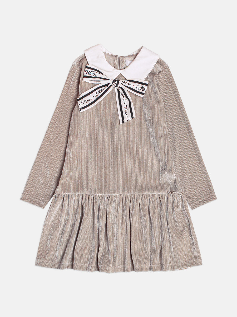 Vestido Infantil Momi Inverno Cinza Lacinho
