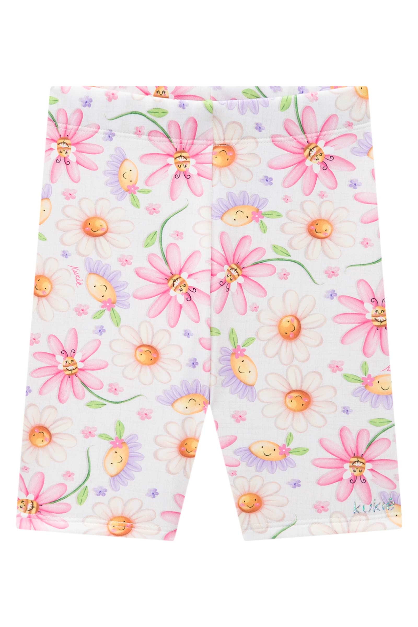 Shorts Infantil Kukie Ciclista Off White Flor