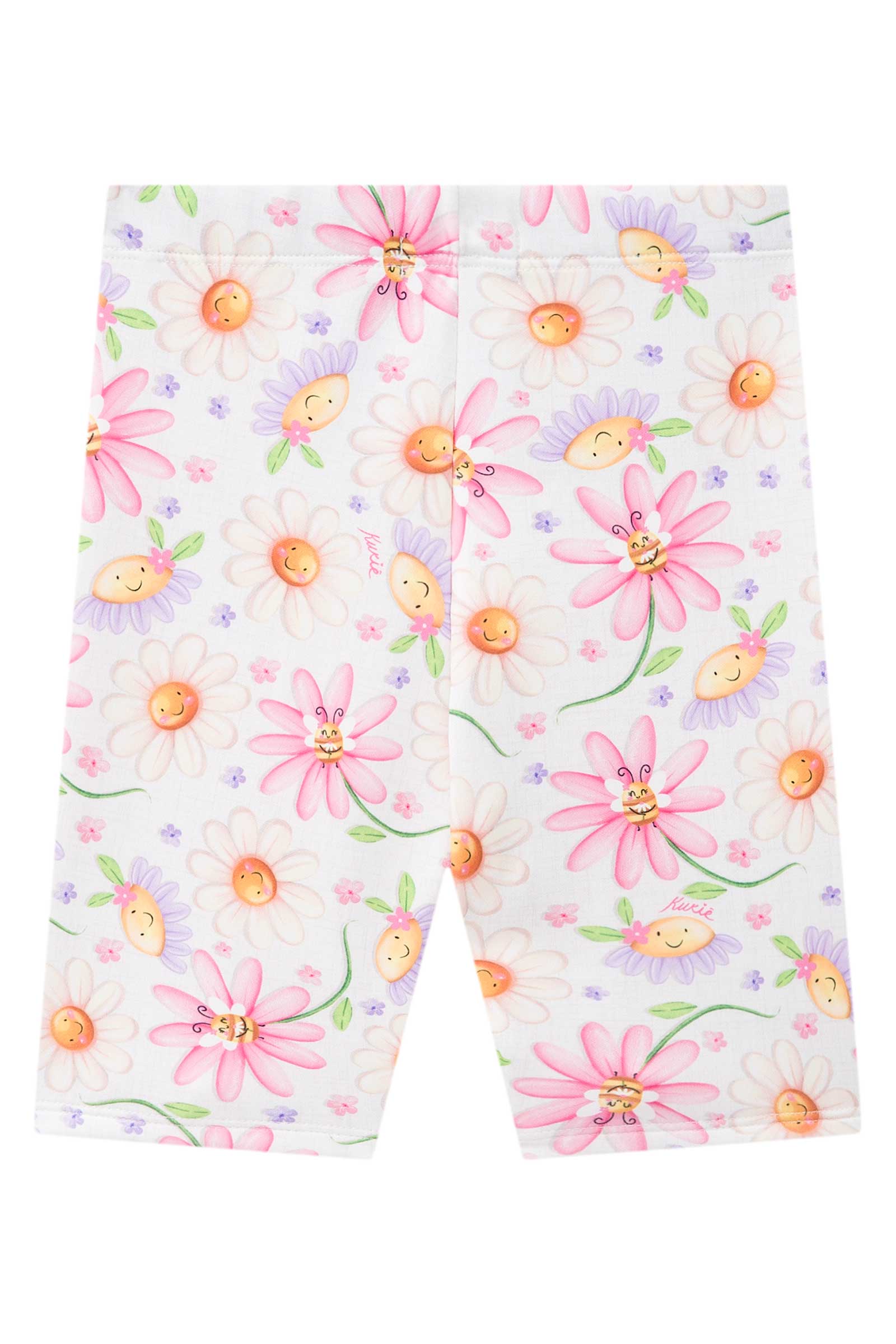 Shorts Infantil Kukie Ciclista Off White Flor