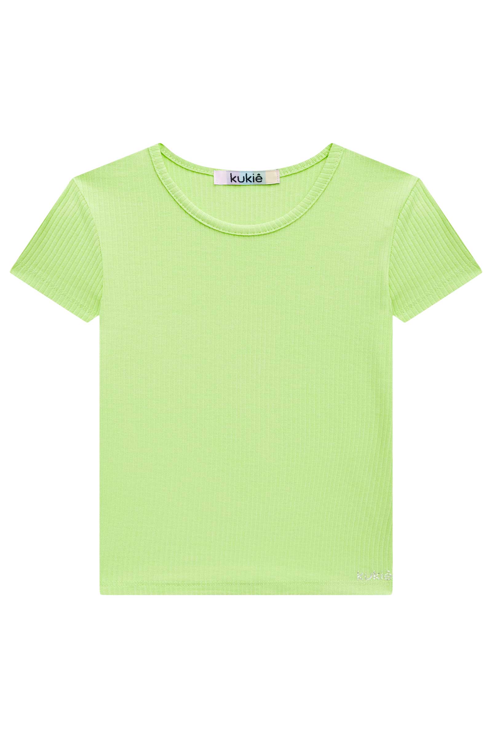 Blusa Infantil Kukie Verão Canelada Verde Neon
