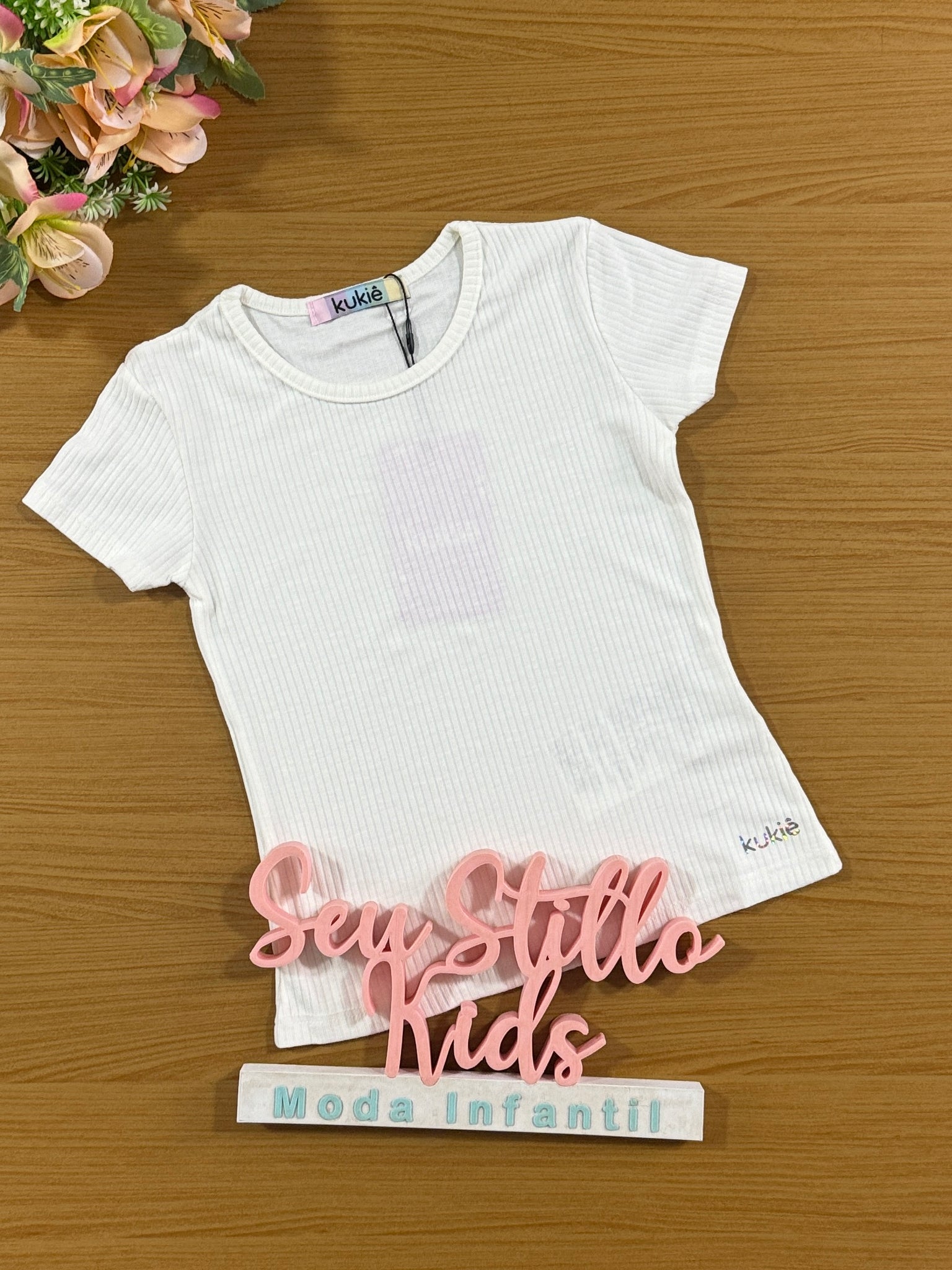 Blusa Infantil Kukie Verão Canelada Off White