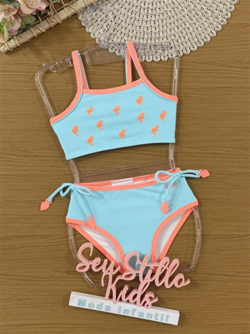 Biquíni Infantil Kukiê Verão Azul Flamingo