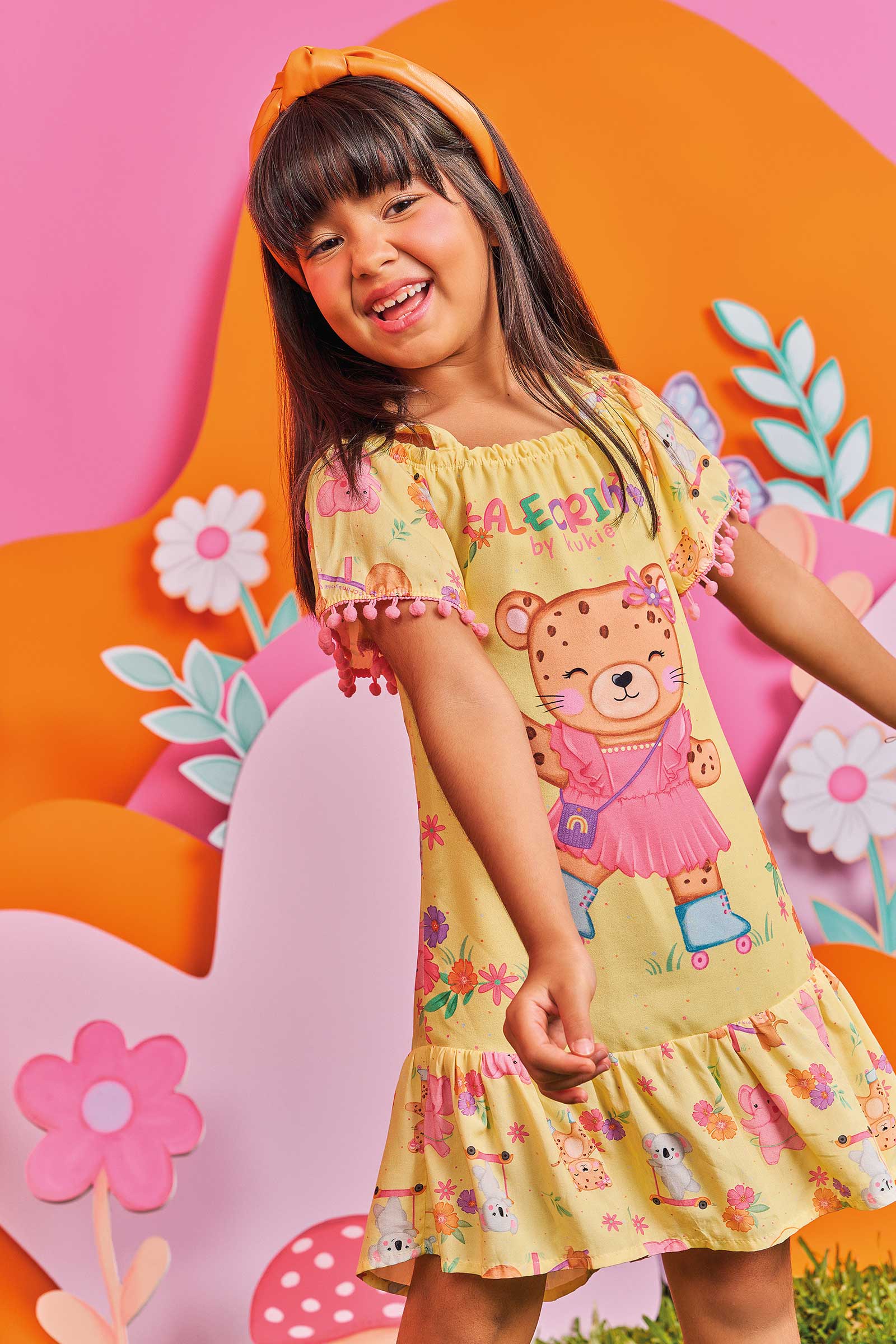 Vestido Infantil Kukie Alecrim Amarelo Oncinha