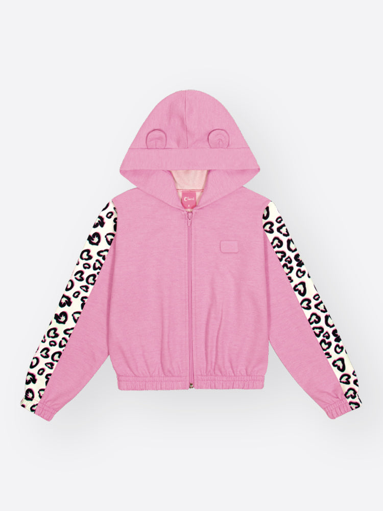 Conjunto Infantil Cinti Inverno com Jaqueta e Calça Rosa Oncinha