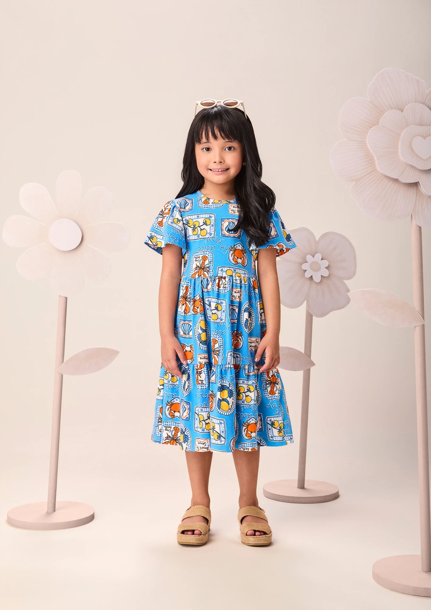 Vestido Infantil Momi Azul Molduras Siri