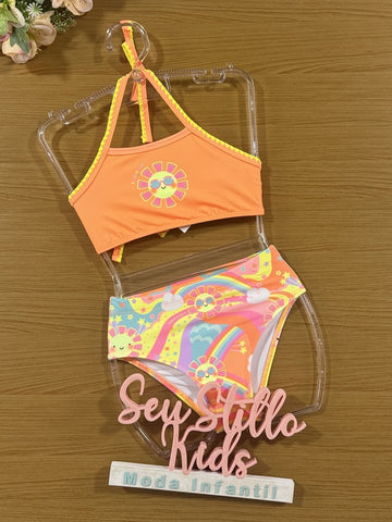 Biquíni Infantil Kukie Verão Laranja Solzinho